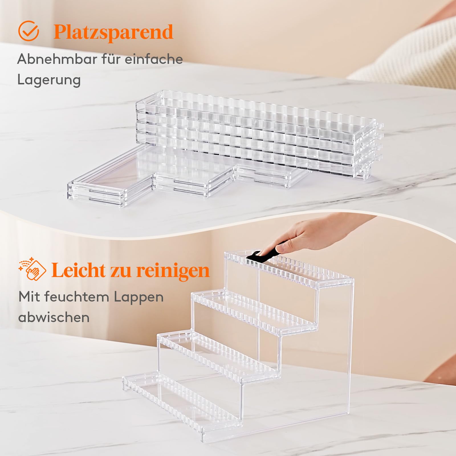 Lifewit 4-stufiger transparenter Parfümständer mit Gitter, Kunststoff Parfüm Organizer Auslage, Acryl Vitrine für Make-up, Cupcake, Dessert, Gewürz, Arbeitsplatte, Vanity, Dresser,2 Pack, 30,48 cm