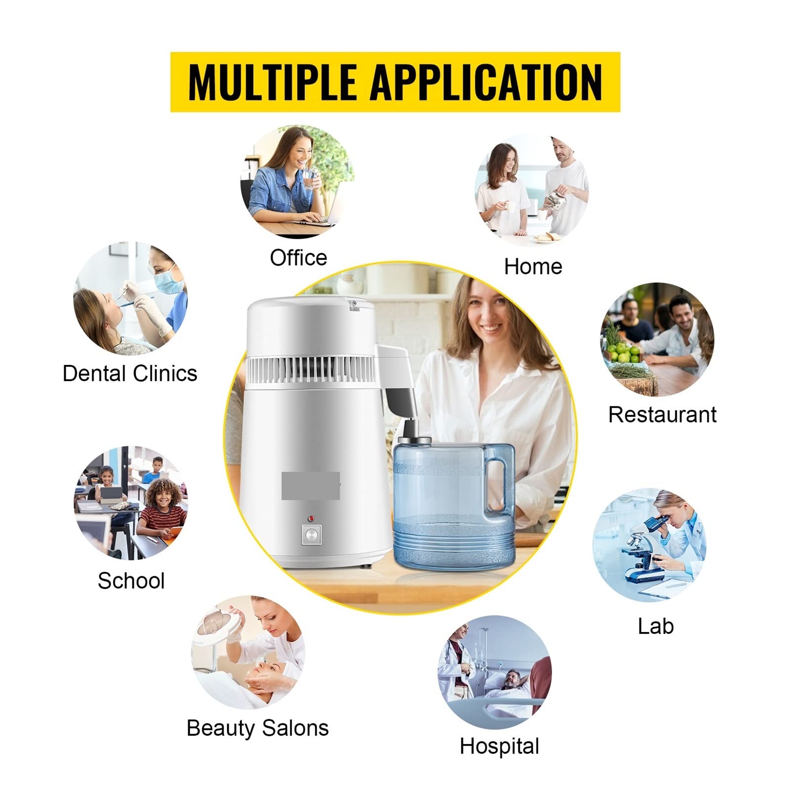 Destilador de agua de acero inoxidable 4L, filtro de máquina de agua destilada Dental, purificador de destilación eléctrica for laboratorios médicos