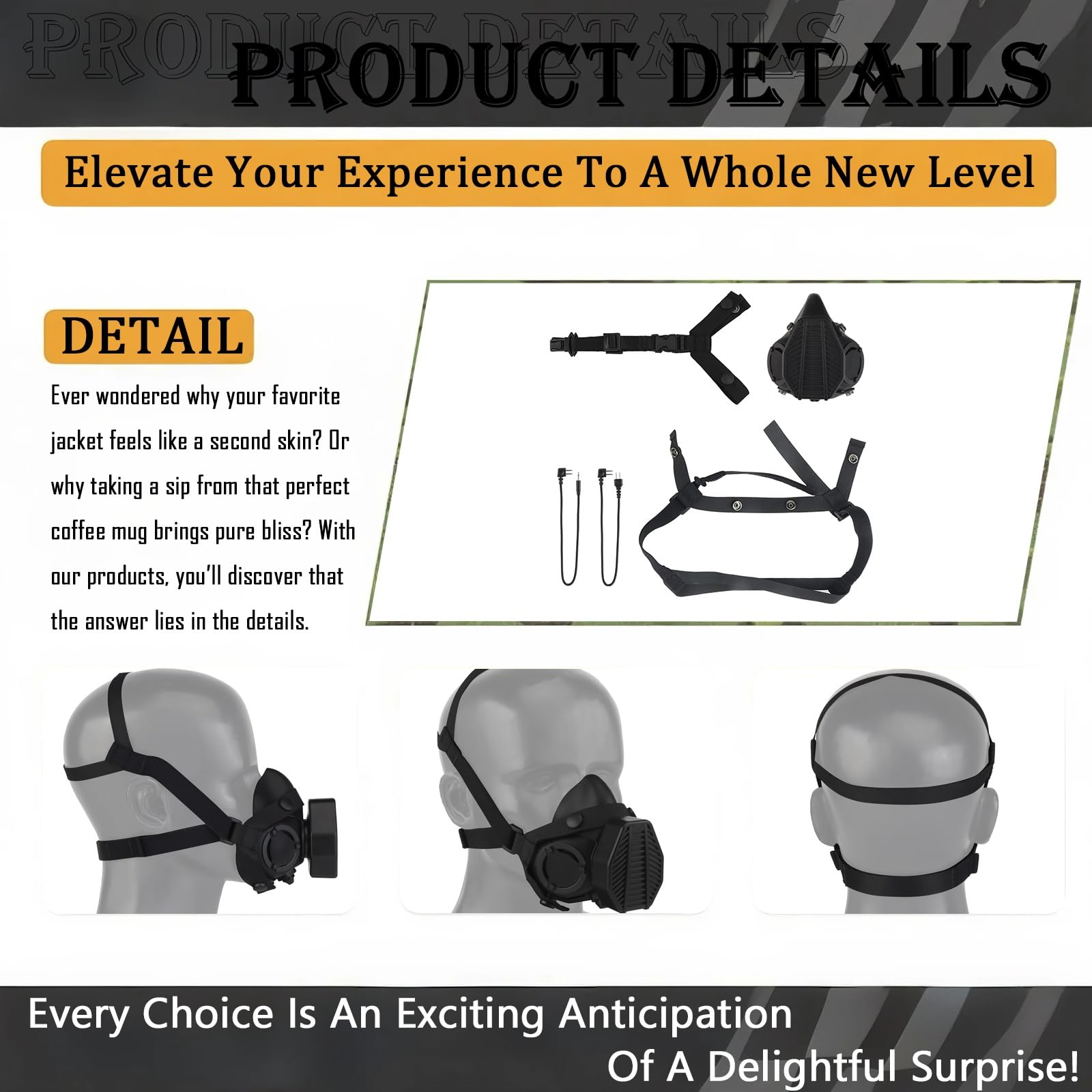 Tactical Respirator Half Mask Gas Mask with Replaceable Filter for Military Equipment, Hunting, Airsoft, Paintball and CS Games