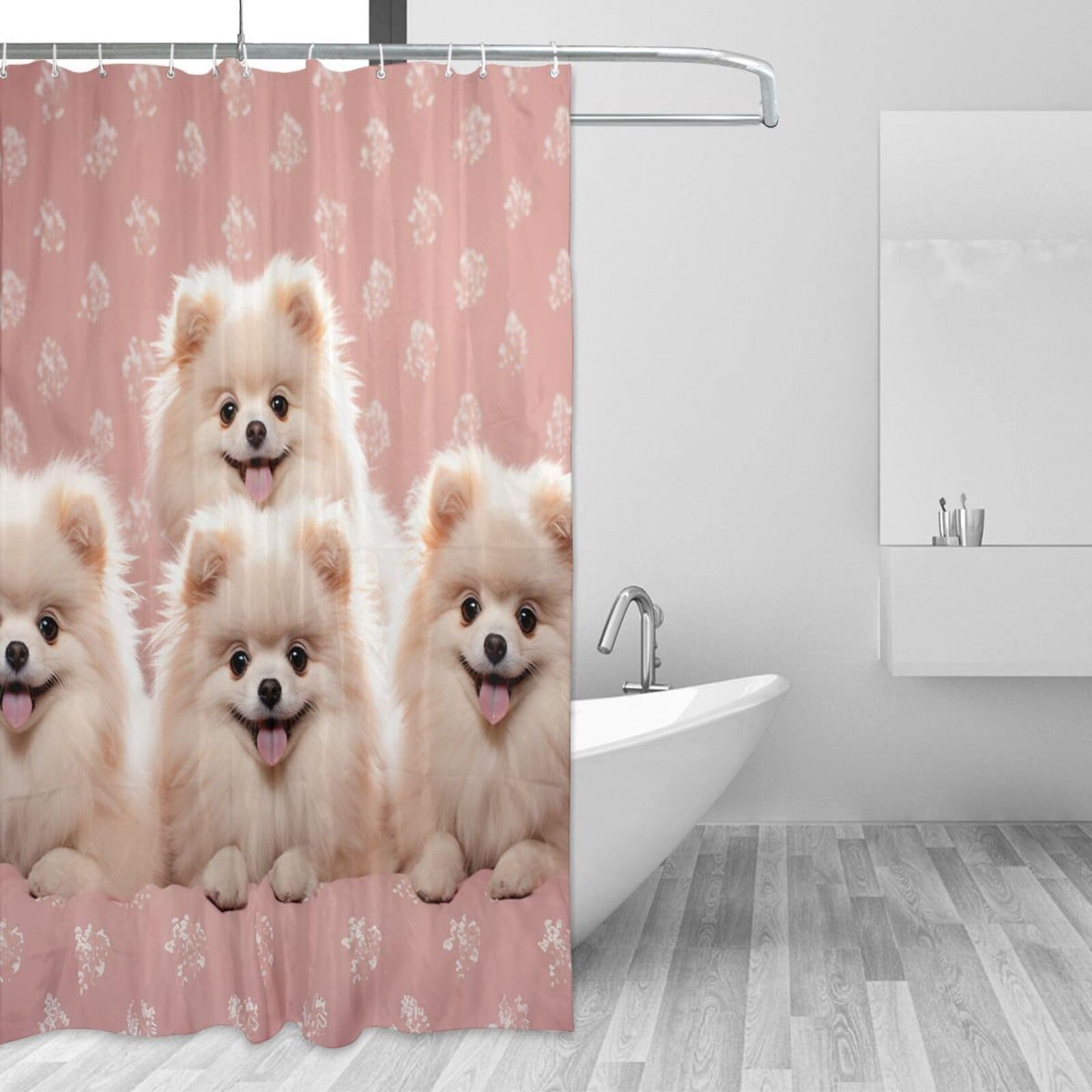 Rideaux de douche 183x183 cm imperméables en tissu résistant avec 12 anneaux