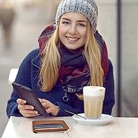 Vista 114 de Sodsay Estuche para tarjetas, cartera delgada con bolsillo frontal, para mujer, sujetatarjetas con llavero negro