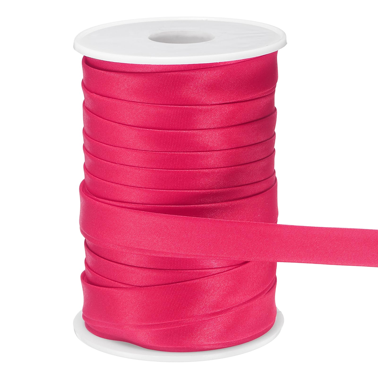 sourcing map Double Fold Bias Tape 5/8" x 25 Yds Satin Bias Rose Red