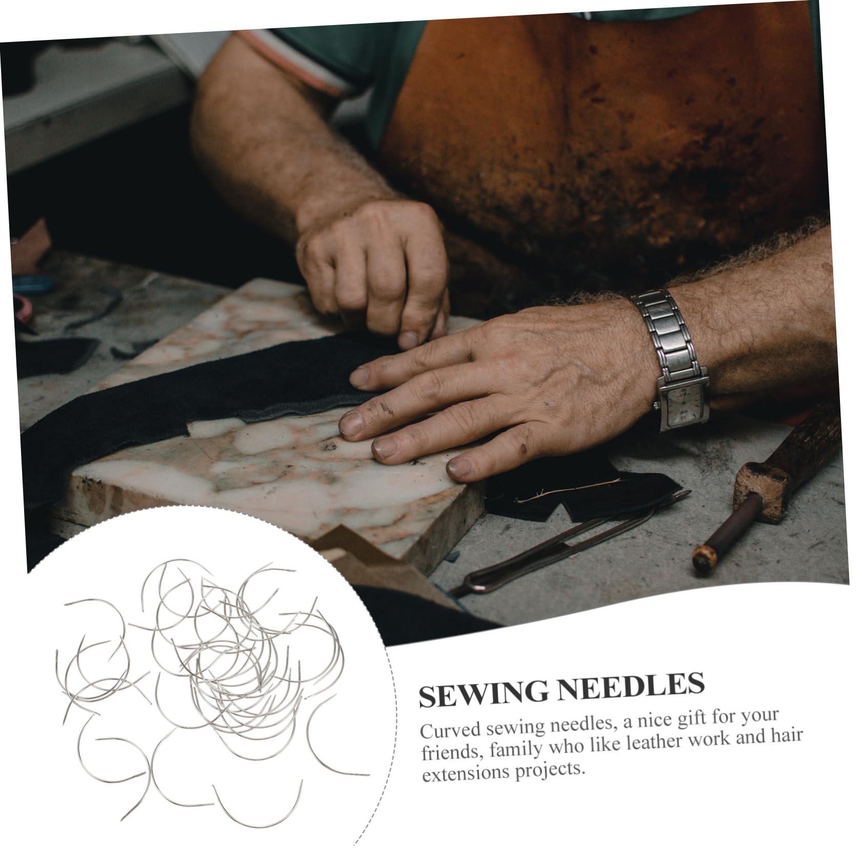 Operitacx Upholstery Sewing Needles 100pcs Curved Beading Needles for Hand Sewing Leather Crafting