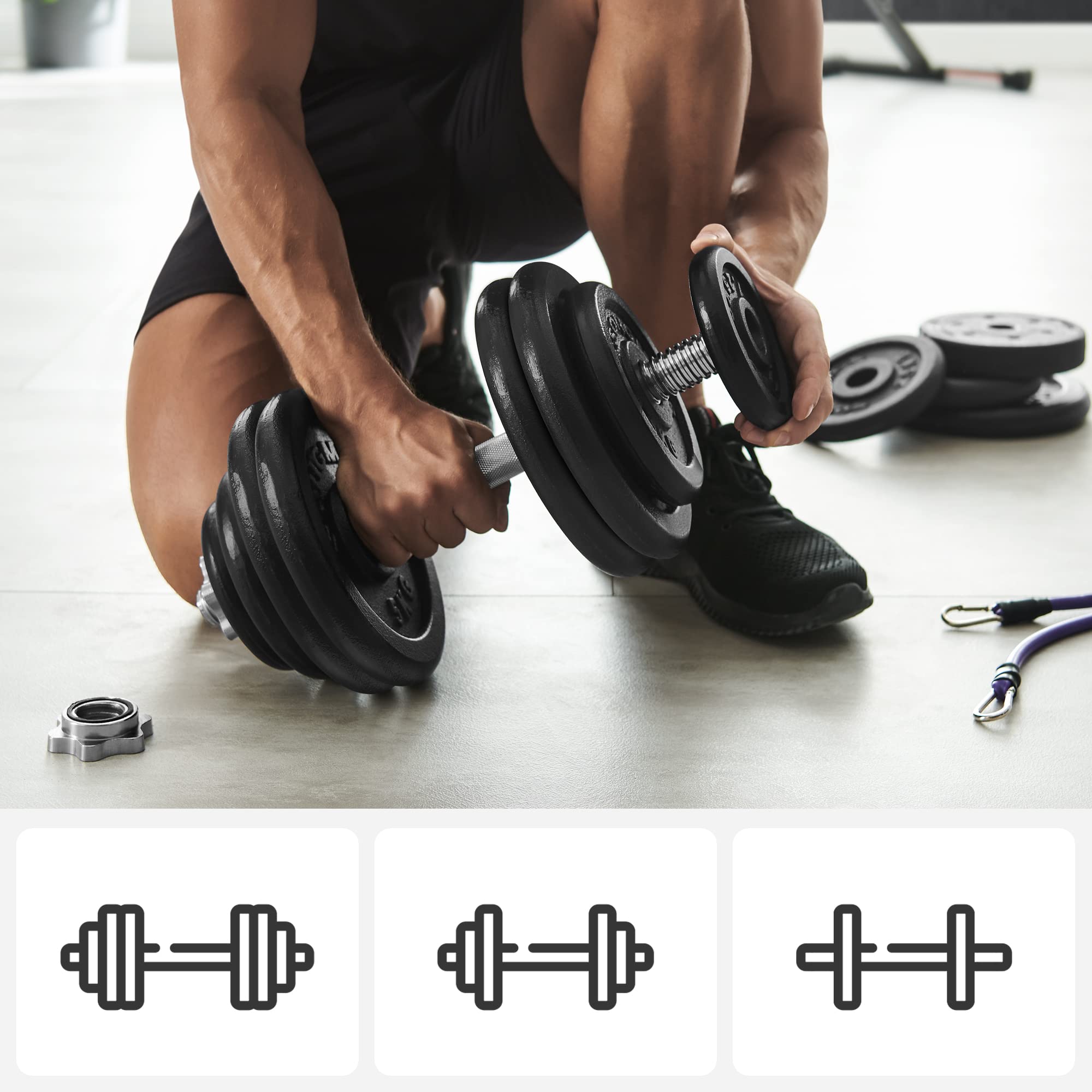 SONGMICS Set di manubri in ghisa regolabile, per uomini e donne, allenamento, fitness, sollevamento pesi per casa, palestra