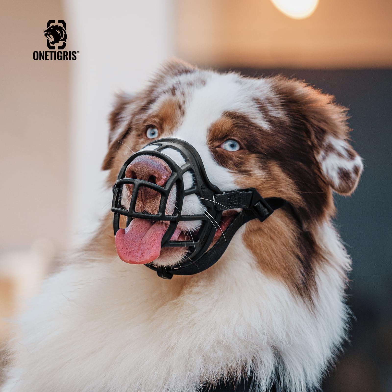 OneTigris Muselière souple pour chiens en caoutchouc résistant avec sangle réglable Convient pour les chiens de moyenne et grande taille Prévention des aboiements et morsures - Taille XL (5)