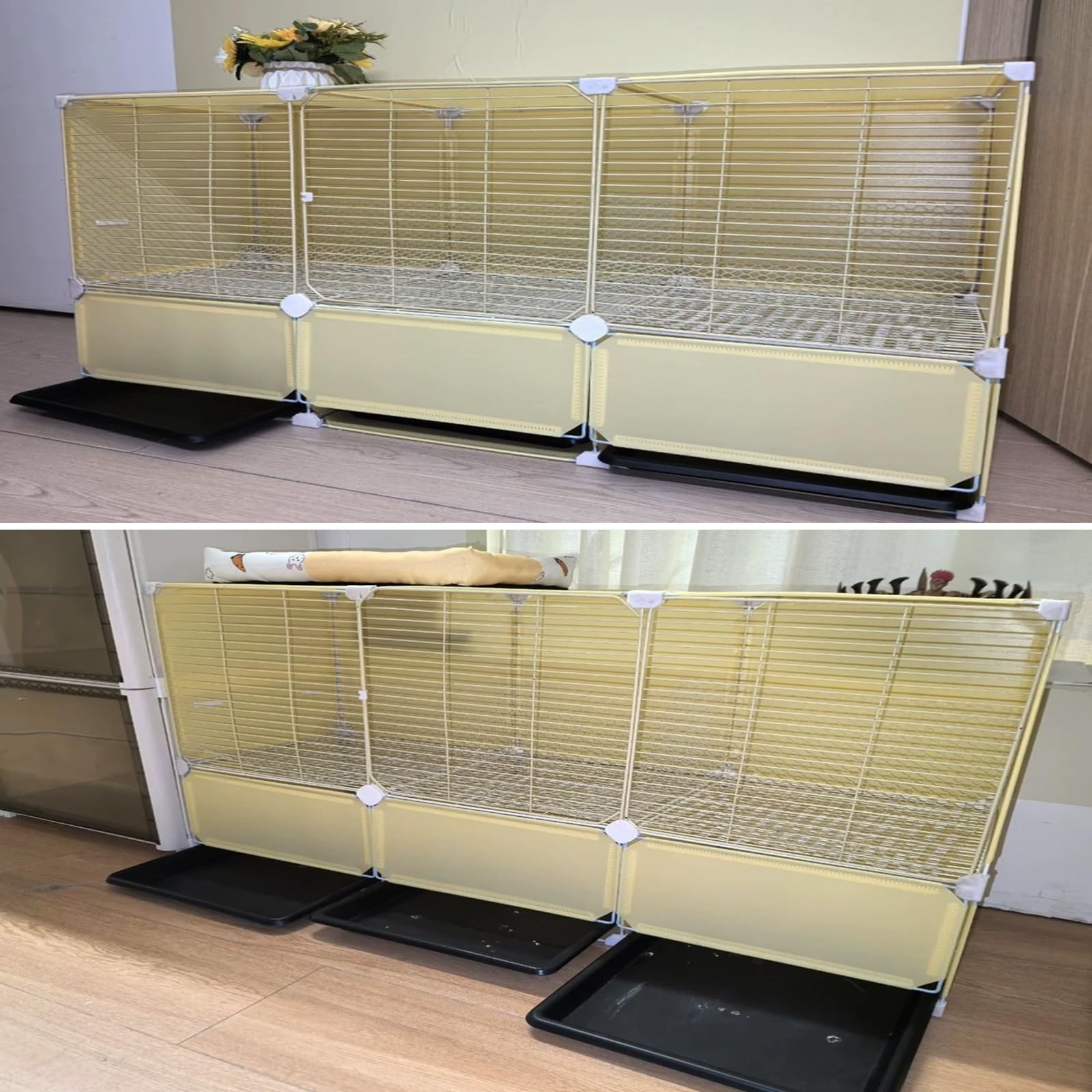 Gabbia Svezzamento Pulcini Con Vassoi Estraibili, Facile Da Pulire Spaziosa Casetta Coniglio Per Allevamento Domestico E Agricolo Ricovero Chiuso Per Pulcini Quaglie E Anatroccoli(Yellow,70x35x55cm)