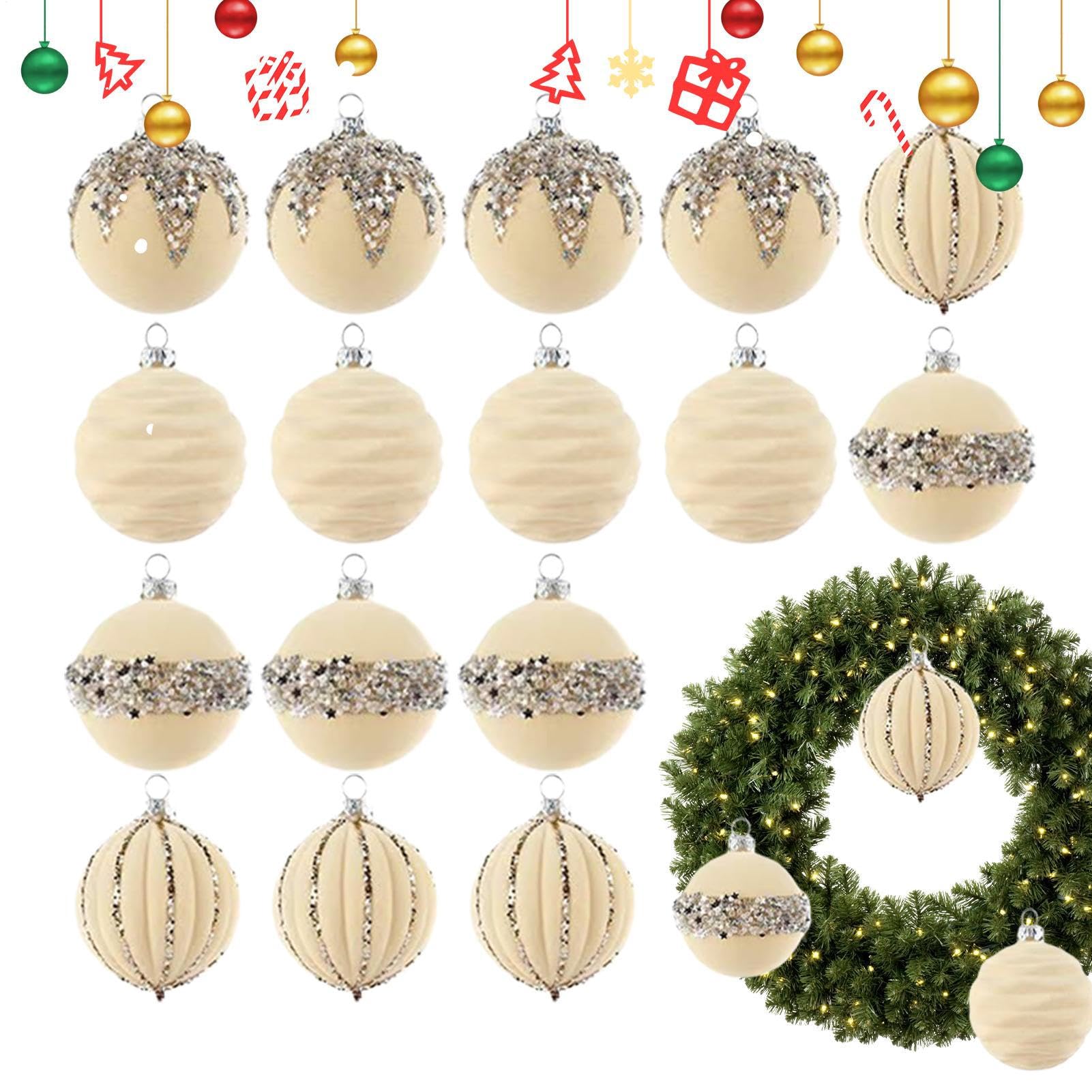 Boule de Noël de 6.0 cm et suspension festive en velours pour décoration de fenêtre