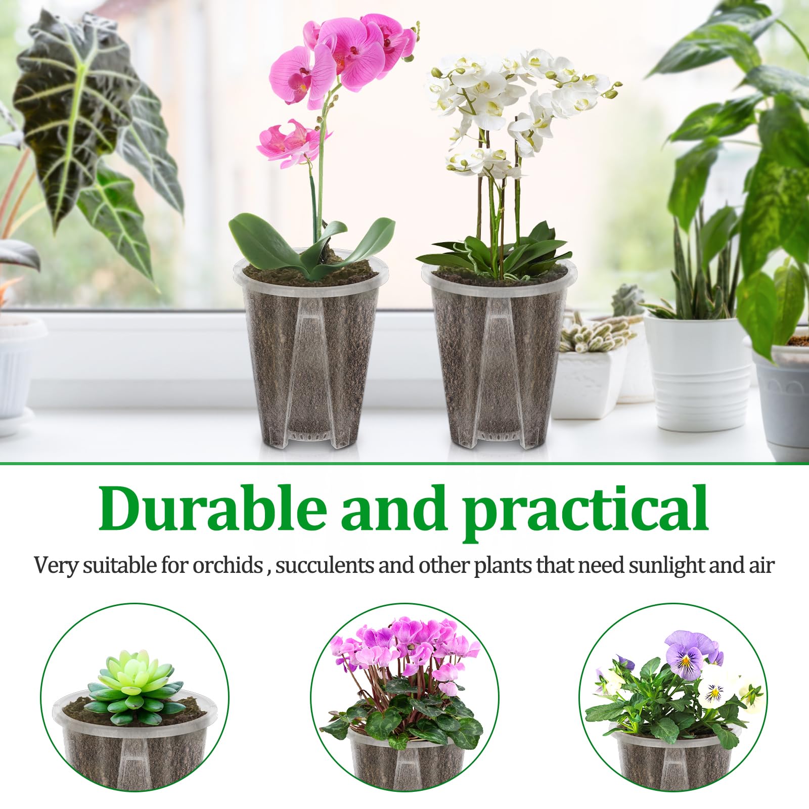 8 Stück Durchsichtige Orchideentöpfe Aus Kunststoff – Mit Drainagelöchern & Belüftetem Boden, Ø12 Cm – Ideal Für Orchideen, Sukkulenten & Stecklinge