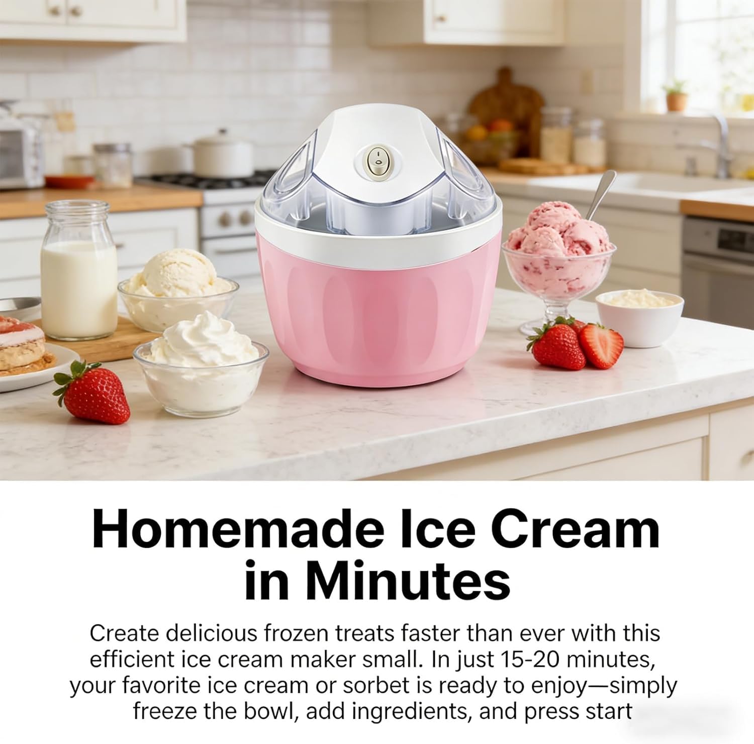 Kleine Mini-eismaschine Für Zuhause, Neue Persönliche Eismaschine 2026 Mit Ein-knopf-bedienung, Kompakte Elektrische Sorbetmaschine (500 Ml) Für Selbstgemachte Eiscreme Und Den Täglichen Blue*2