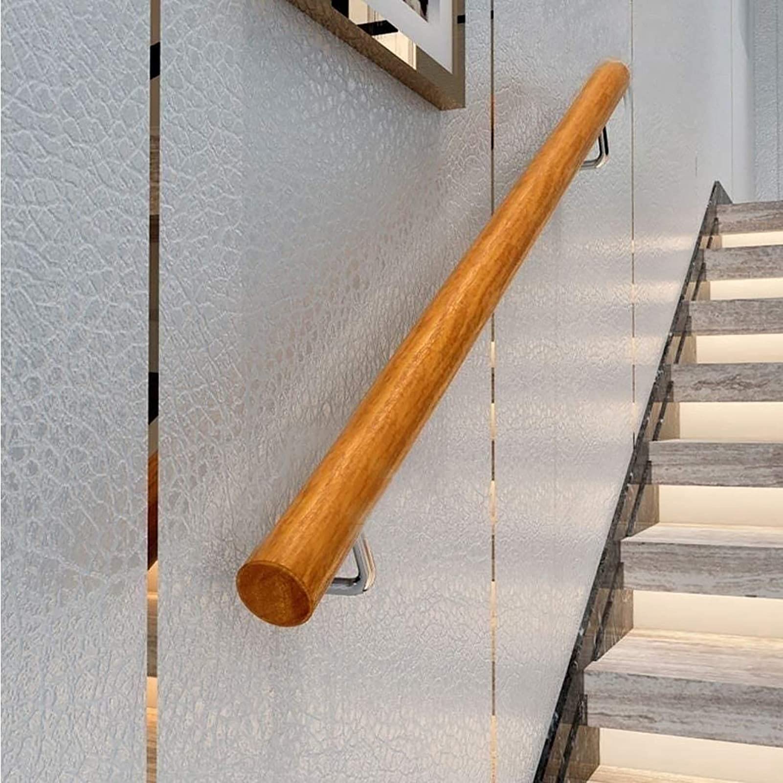 Hölzerner Treppenhandlauf-Komplettsatz (1 Fuß bis 20 Fuß), Handlauf für den Innen- und Außenbereich des Villa Loft Hospital für ältere Menschen, Wandtreppengeländerhalterung (Größe: 17 Fuß/510 cm) (