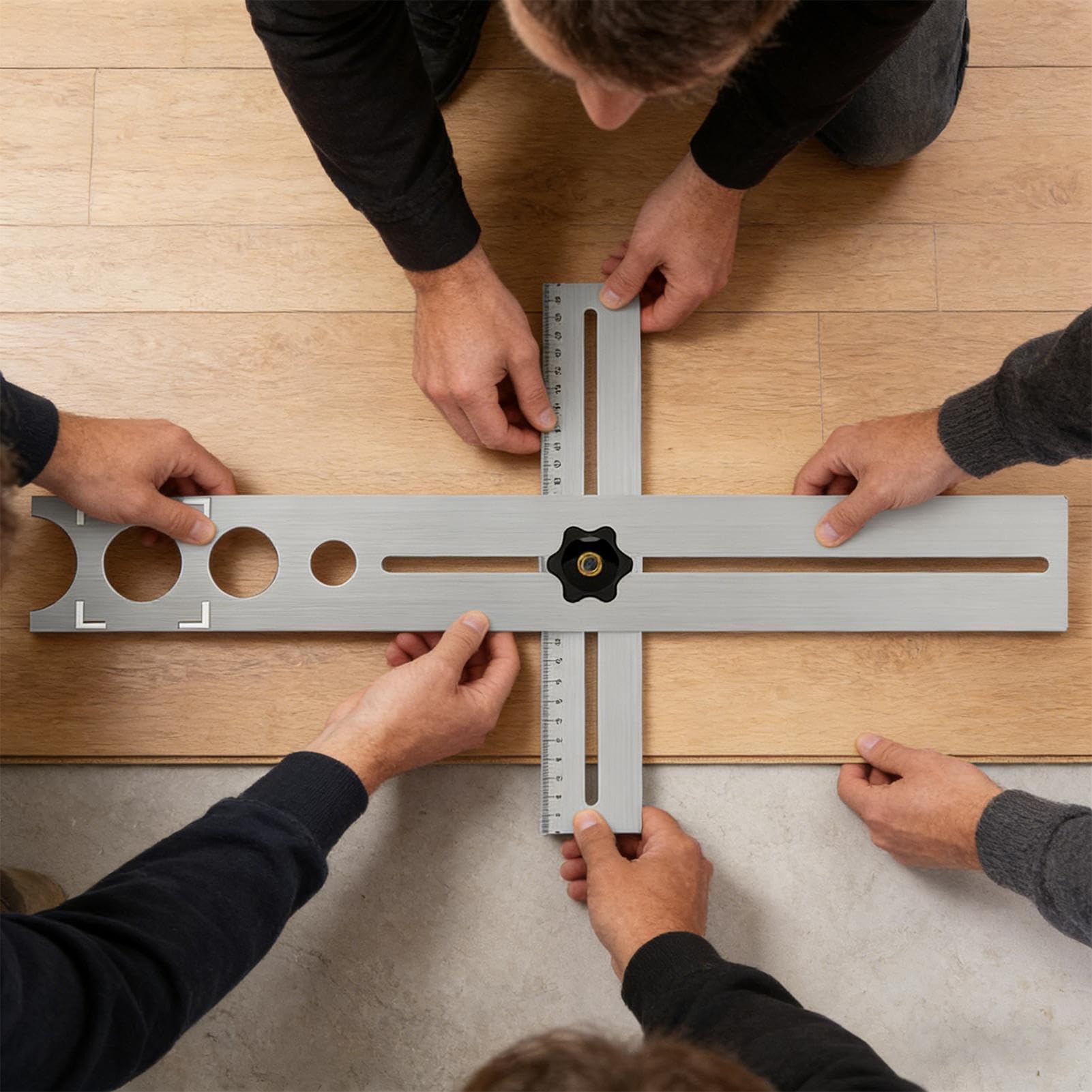 Strumento per la misurazione delle piastrelle | Misuratore universale regolabile in acciaio inossidabile,Strumento di misurazione per perforazione e punzonatura,Per piastrelle e pavimenti in legno in