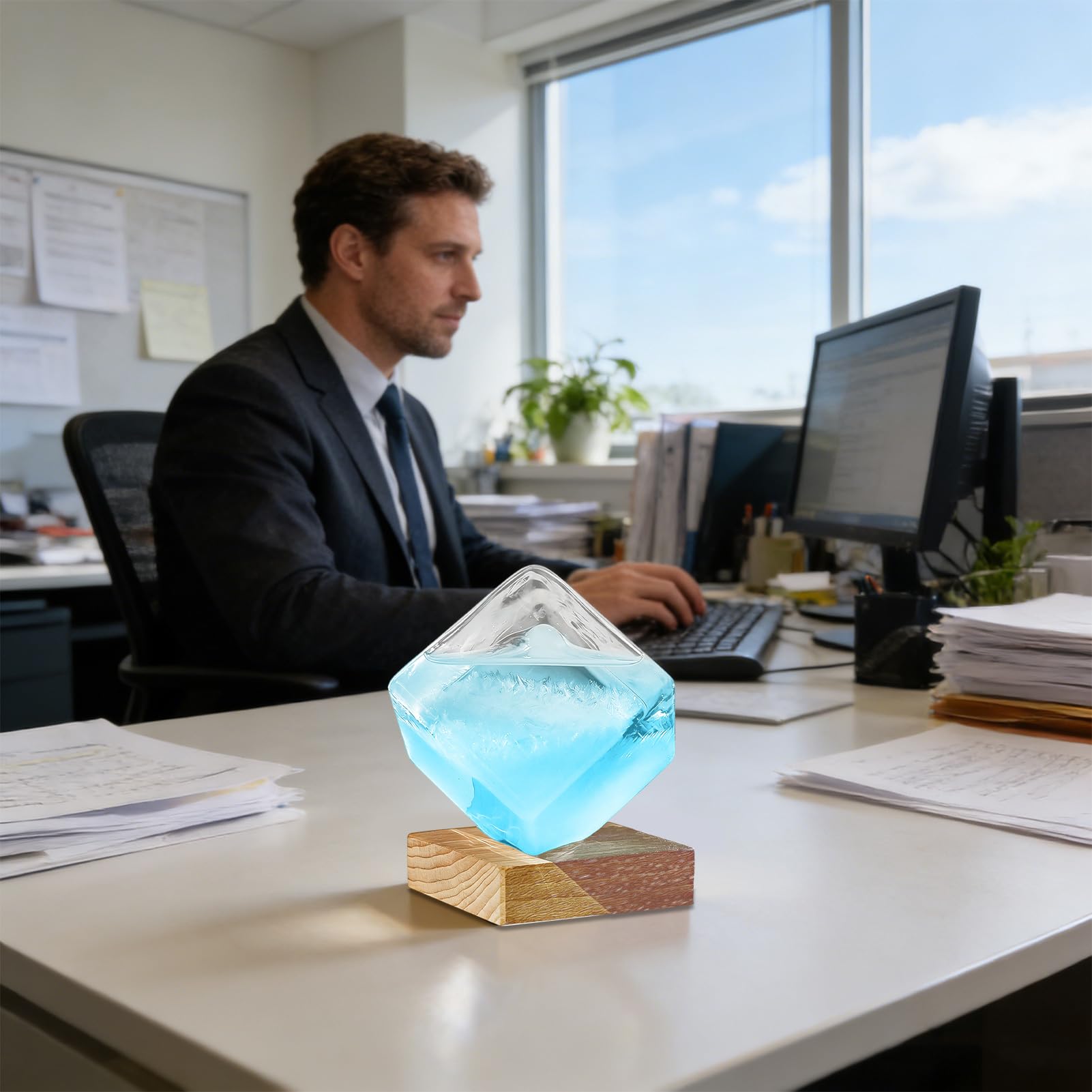 Wettervorhersage Storm Glass Sturmbarometer, Würfelform Dekorative Wetterstation, Dekoration Wettervorhersage Werkzeug Mit Sockel | Für Frauen Männer Haus Schreibtisch Zimmer