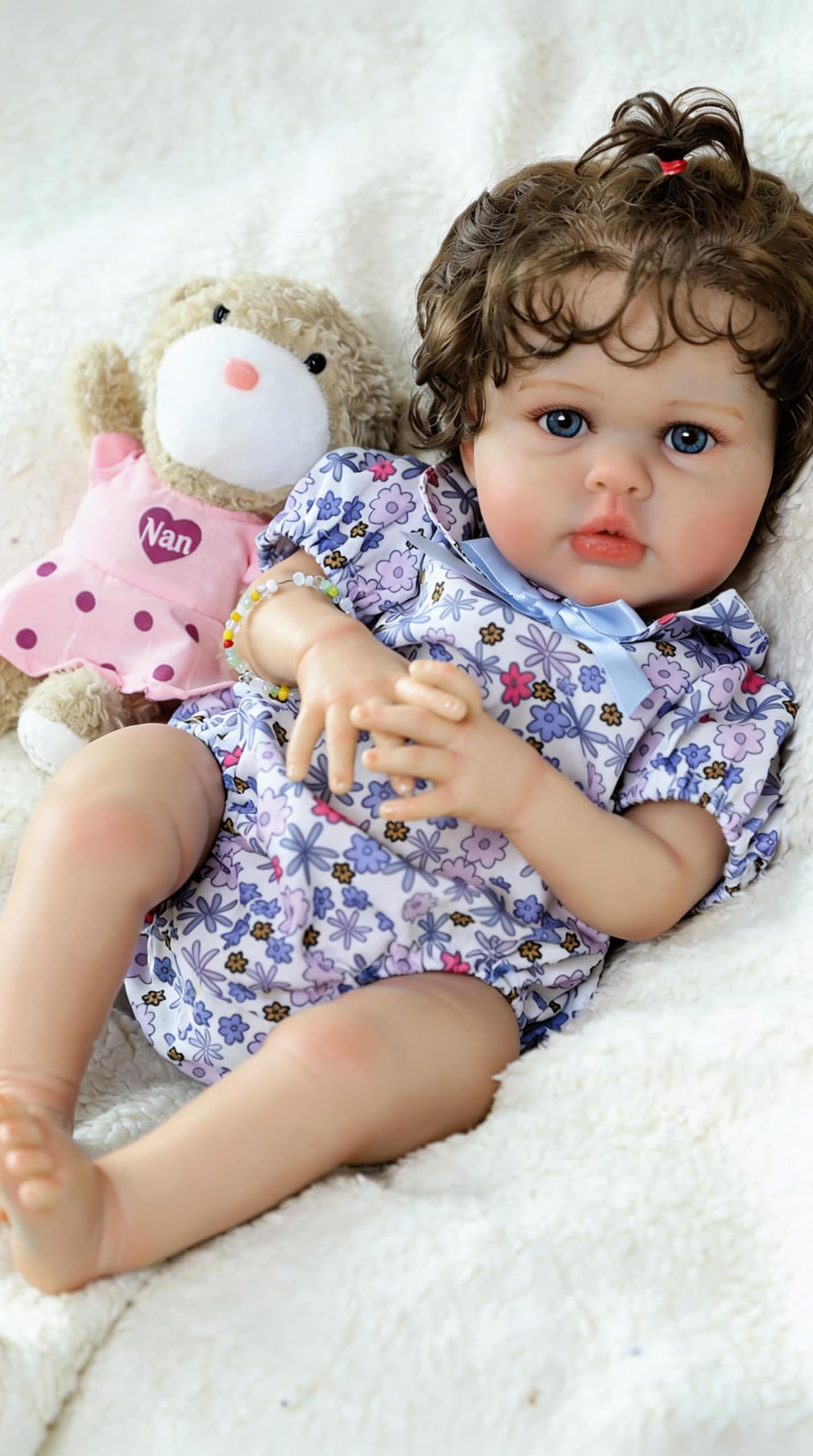 SCOM Reallife Reborn Baby Dolls Girl with Accessories - 20 Inchs Ultra Realistic Silicone Vinyl Doll, Lifelike Soft Weighted Cloth Body, 3-12 Years for Girls Boys, Reallife Toddler Educational Toy