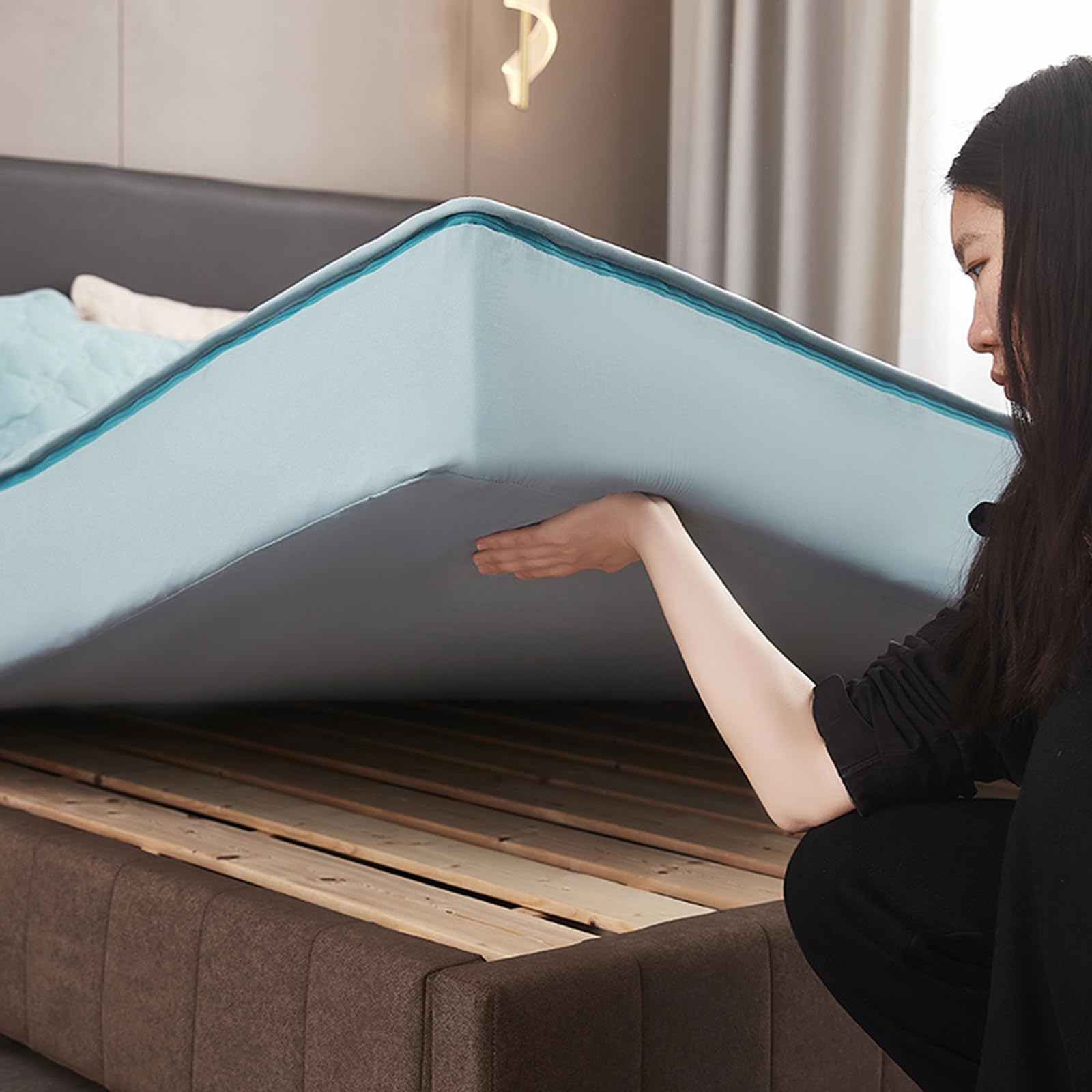 Housse Integrale Matelas Housse de Matelas avec Fermeture éclair 140x190 Personnalisable Housse Protection Matelas Déménagement Surmatelas Matelassé Respirante Protège/Couvre Matelas(200X220+23cm,B)