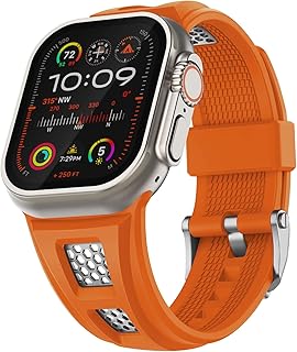 [Suitisbest] コンパチブル アップルウォッチ バンド スポーツ 49mm 46mm 45mm 44mm 42mm(Series 3 2 1) Apple Watch Ultra バンド シリコン Apple Watch ベルト 通気 Series 10/9/8/7/SE/6/5/4/3/2/1 ウルトラ 運動 軽量 耐久性 防汗 男性 メンズ オレンジ