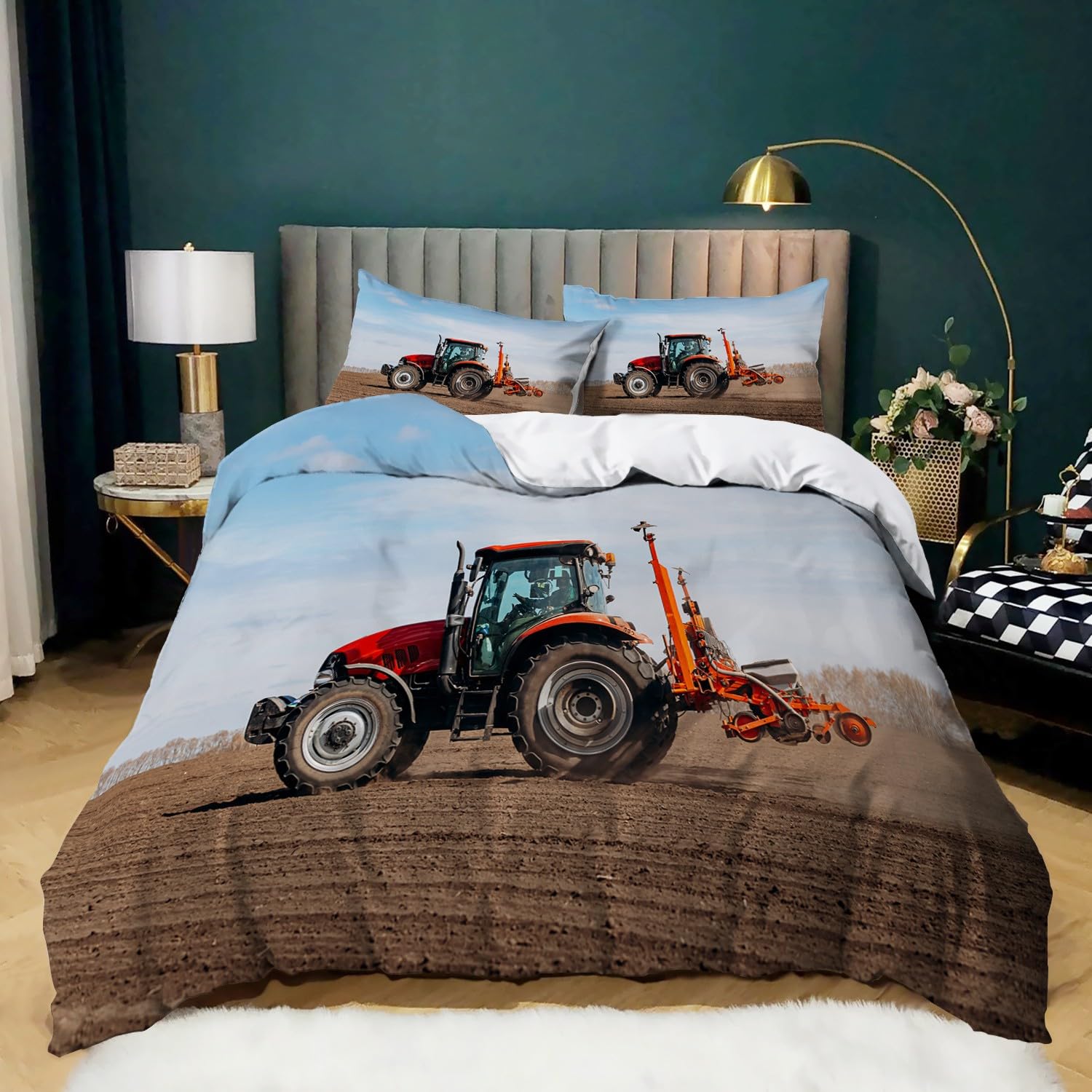 Housse de couette 240x260 cm tracteur respirante pour éviter la chaleur la nuit