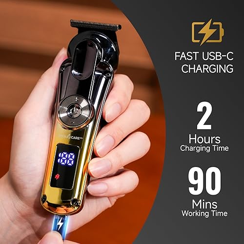 Miniatura 4 de Cortadora de barba profesional para hombres, kit de cortapelos inalámbrico 5 en 1 con diseño impermeable IPX6, afeitadoras eléctricas, recortadora