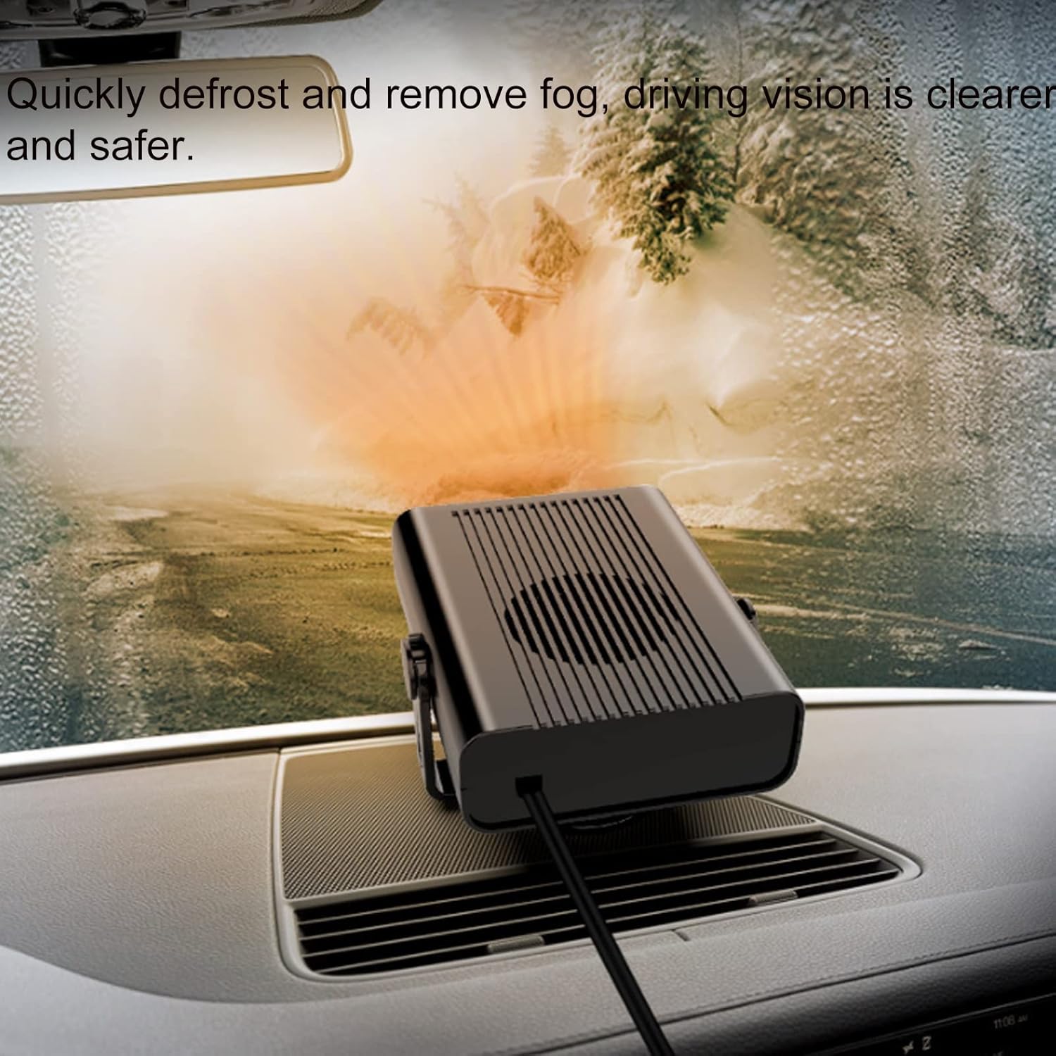 Fast Heating Vehicle Electronic Heater De-Icers Defrost Defogger And Automobile Windscreen Fan in Cigarette Lighter 2 in 1 Fast Heating/Cooling Function Portable Car Space Heater,White,12V