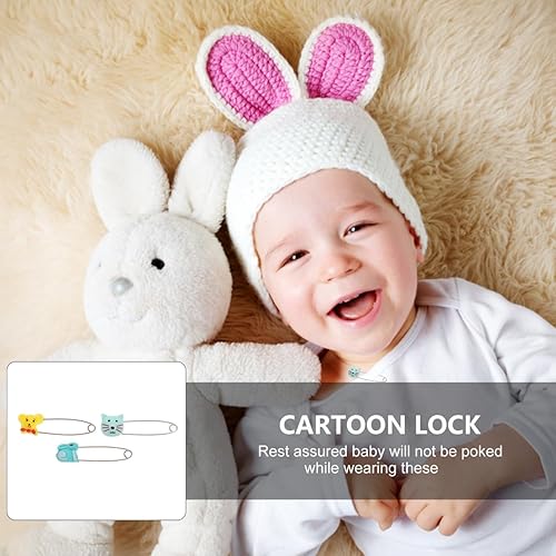 Miniatura 9 de Toddmomy 10 pasadores de seguridad para animales, pasadores de pañales de acero inoxidable con cabeza de plástico, pasadores de bloqueo para recién