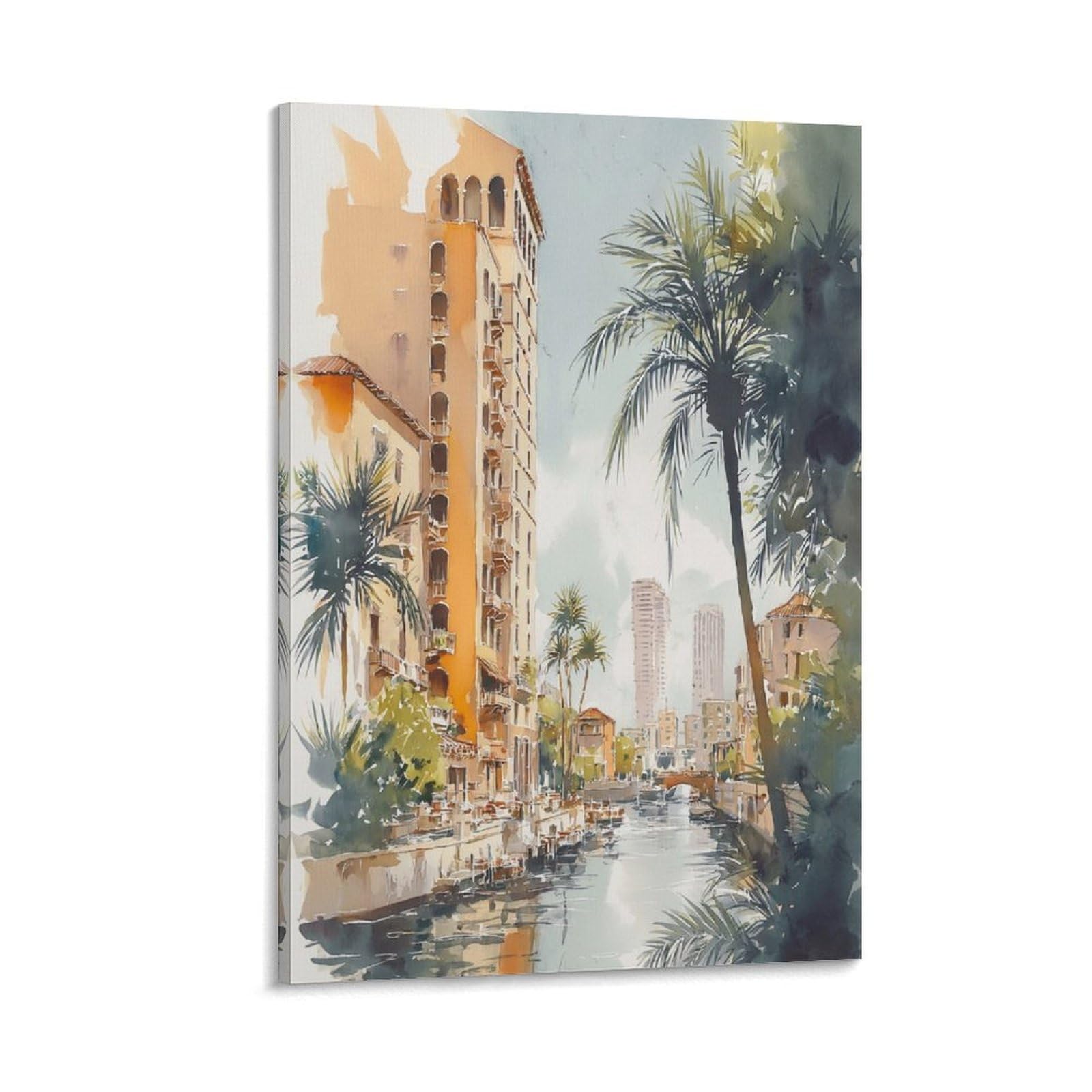 XWYMXZ Miami Florida 08x12inch(20x30cm) Vintage Travel Poster Watercolor Canvas Art