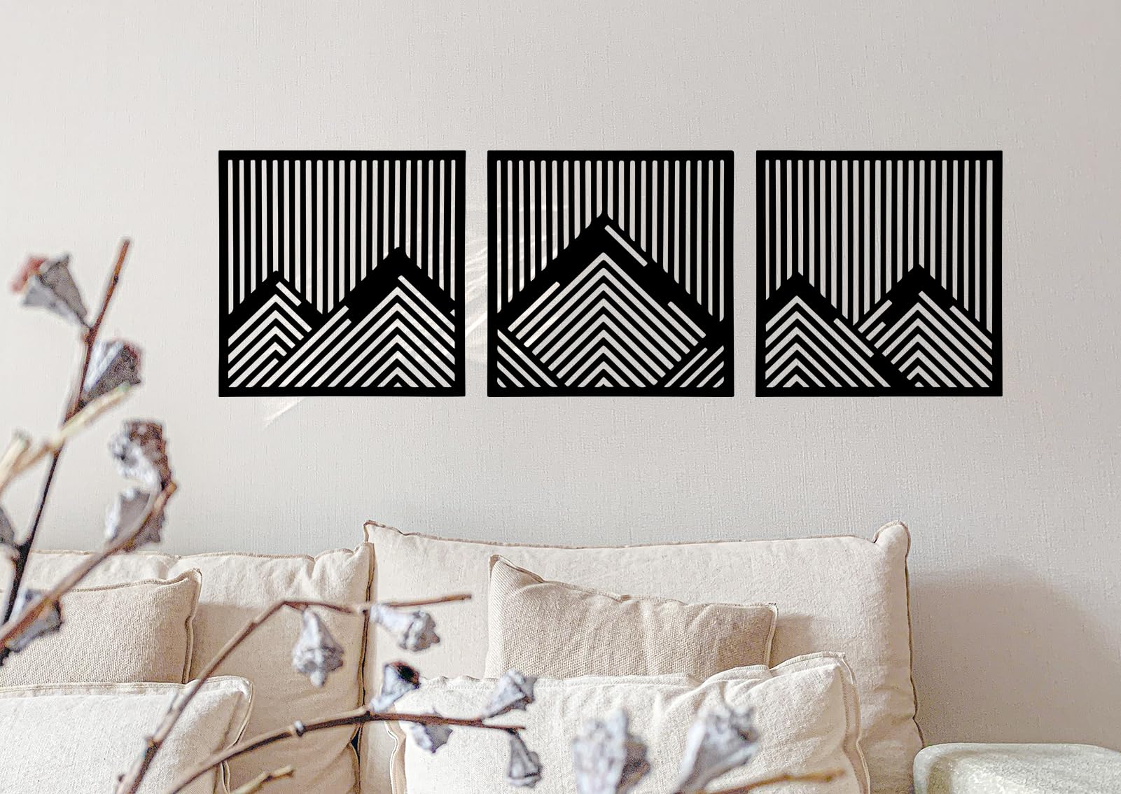 Snapklik.com : Mountain Metal Wall Art Black Mountains Line Wall Decor ...