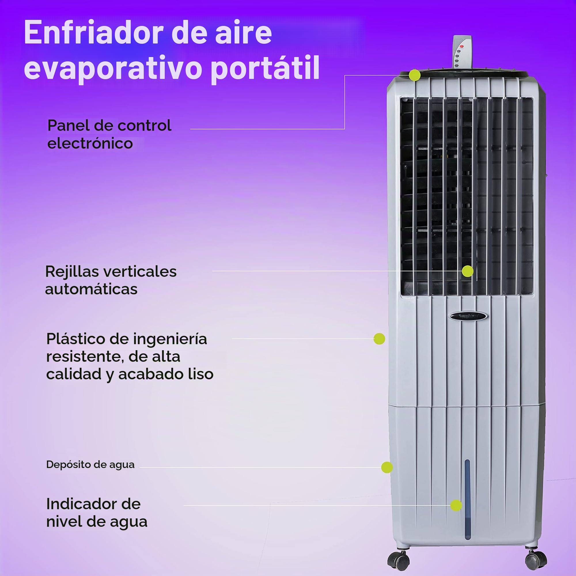 Symphony Diet Climatizador evaporativo, 170 W, 22 litros, 65 Decibelios, Plástico, 3 Velocidades, Blanco