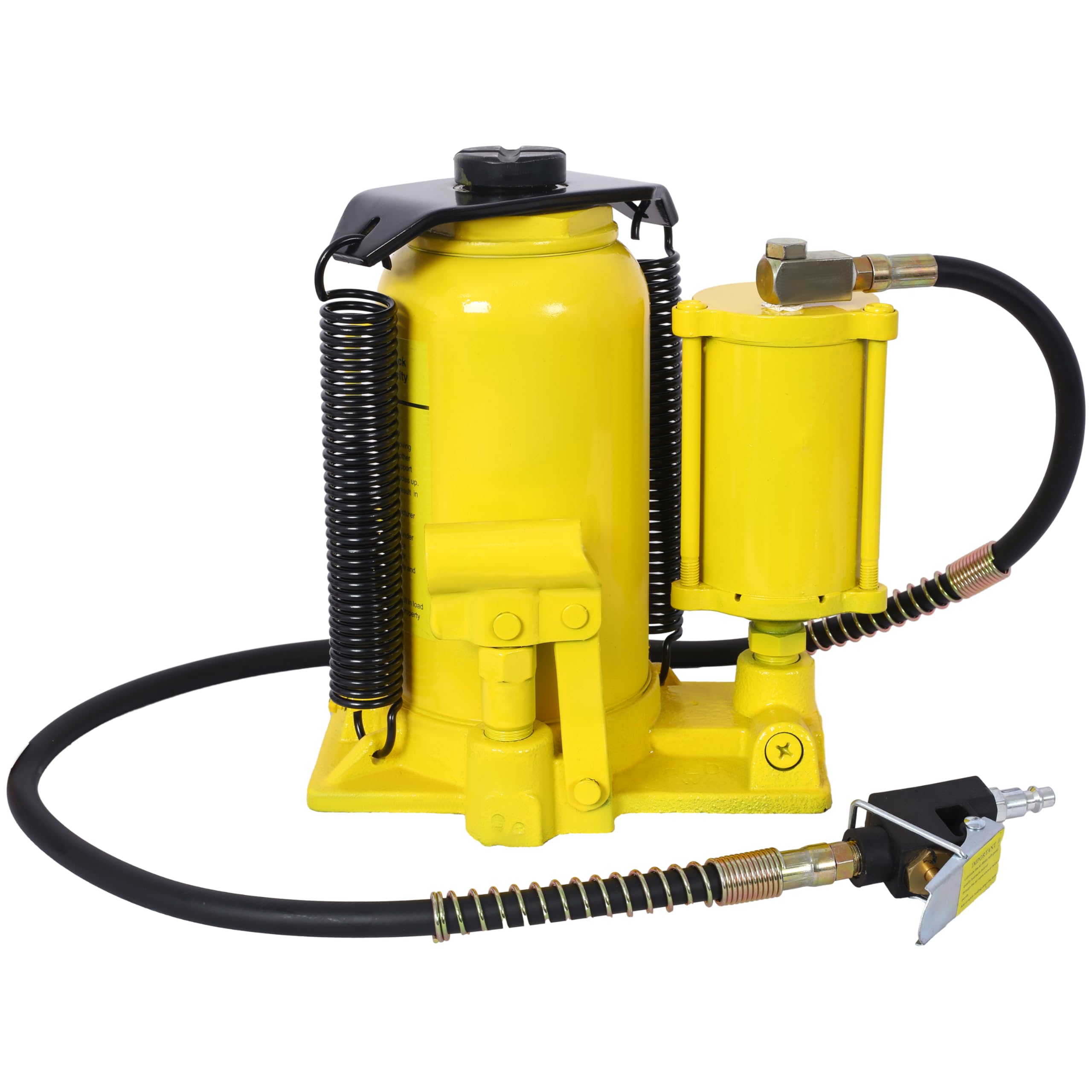 20 Ton/44029 LBS Air Hydraulic Bottle Jack, All Welded Bottle Jack, 10.2-19.7 inch Lifting Range, Manual Handle and Air Pump, for Car, Pickup, Truck, RV, Auto Repair, Industrial Engineering - Yellow