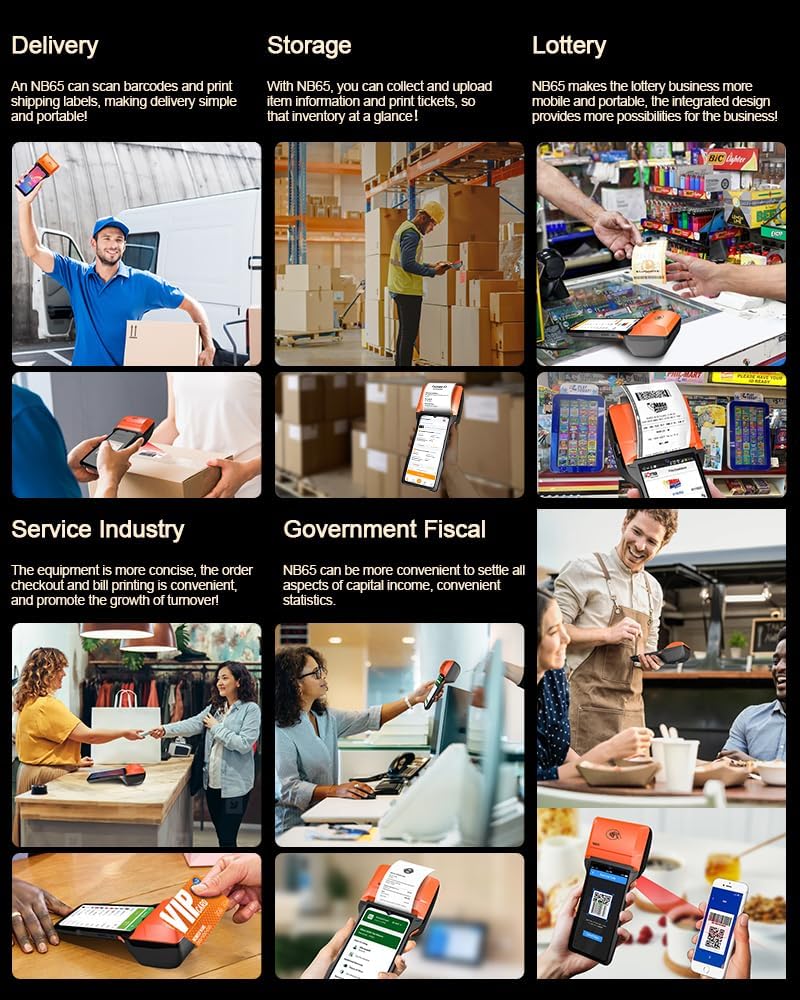 POS PDA Receipt/Label Printer,Symcode Android 14 Handheld POS Printer 3GB+32GB with 2D Barcode Scanner with NFC Reader,Wifi/Gps/BT/5G Full Network Connection 6.5" Touchscreen 80mm/58mm Label Printing