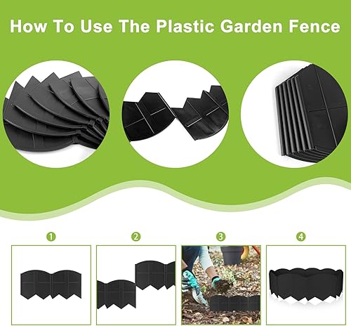 Miniatura 5 de Vashly Borde de paisaje de 40 pies sin excavación, borde de jardín de 5.9 pulgadas con 40 estacas, 40 bordes de plástico flexibles para jardinería,