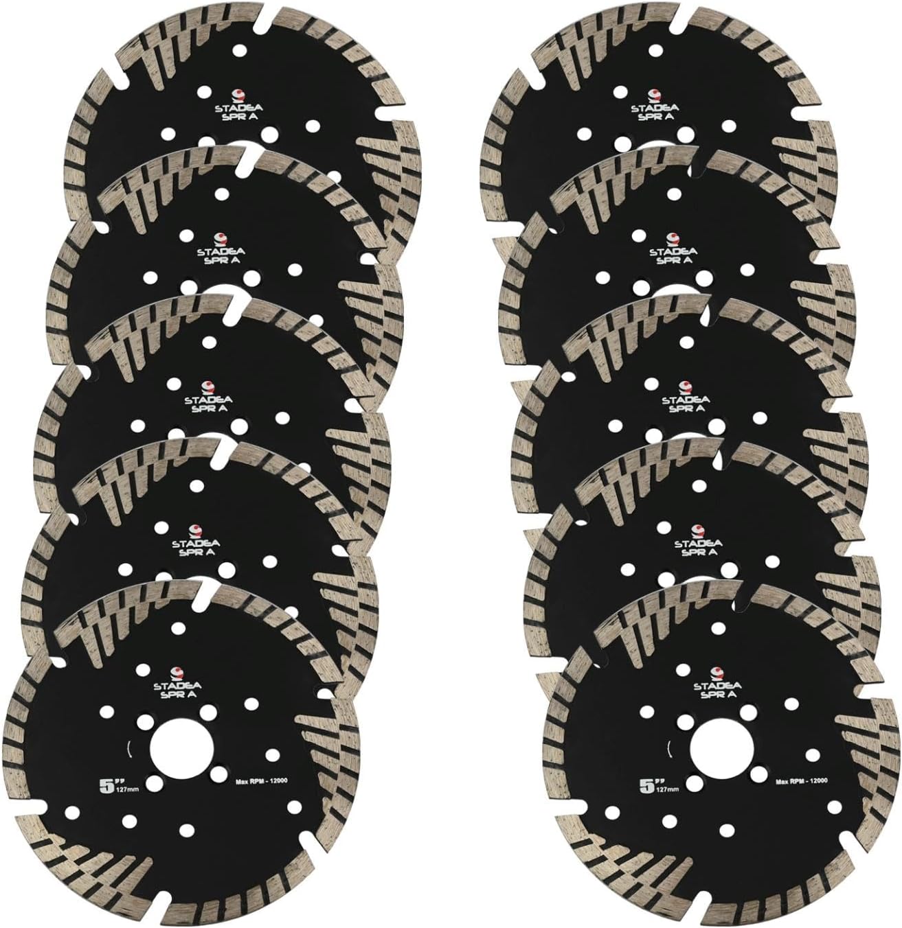 Stadea SBD124K Diamond Saw Blade 6-Inch Continuous Turbo Dry Cutting -Cuts Granite, Quartz, Engineered Stone Fits Grinder, Saw Cutter, 8 MM Segments - Pack of 10