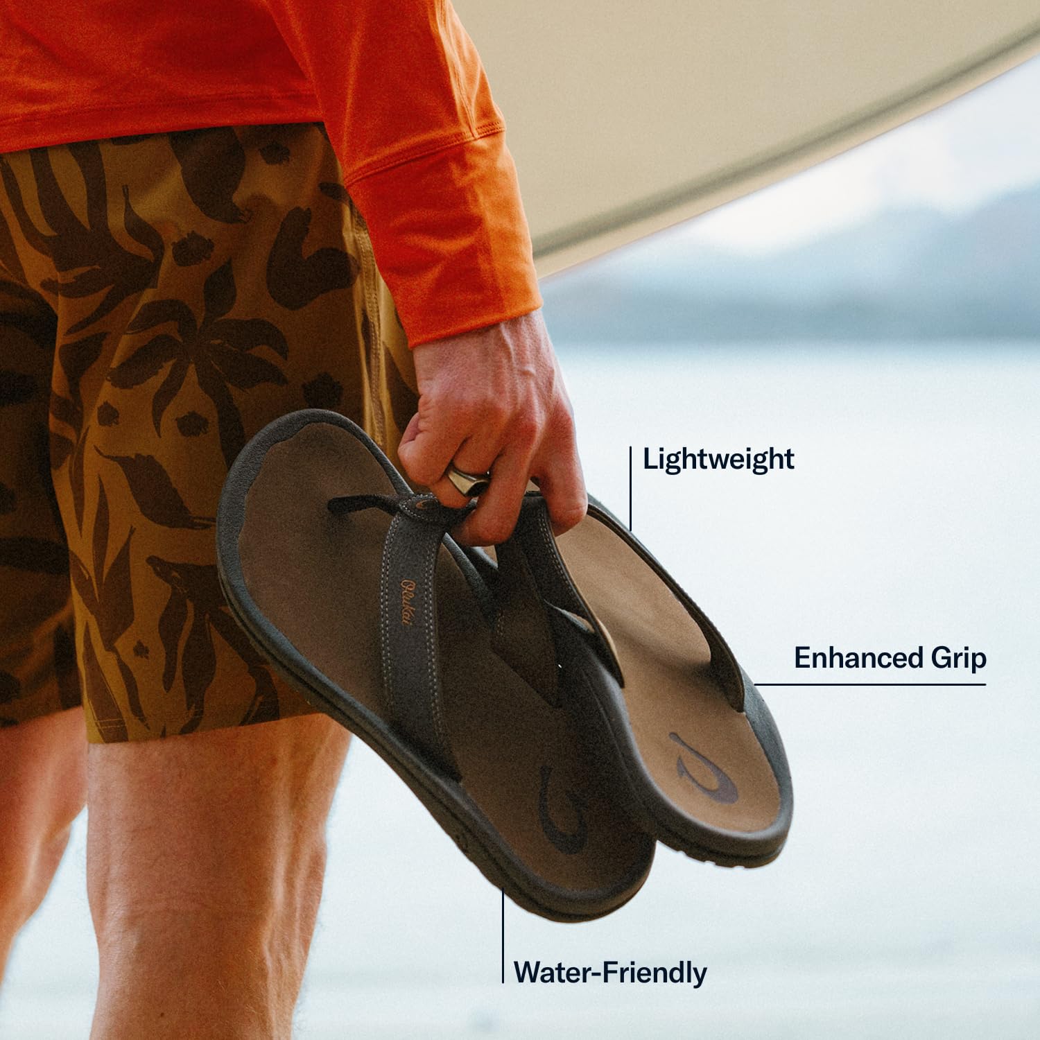 OluKai Ohana Mens Sandals Water Resistant Flip Flops with Arch Support | Lightweight Comfort for Beach & Travel Enhanced Traction for Wet Surfaces product thumbnail 6