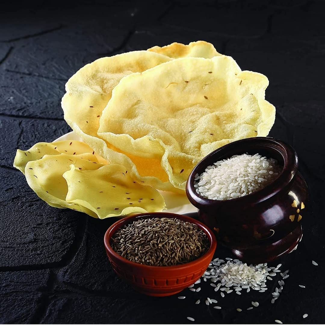 300Grams Traditional Homemade Indian jeera Rice Papad - Papadam Snack for Meals (B0C1JJ33VG) Amazon Price History, Amazon Price Tracker