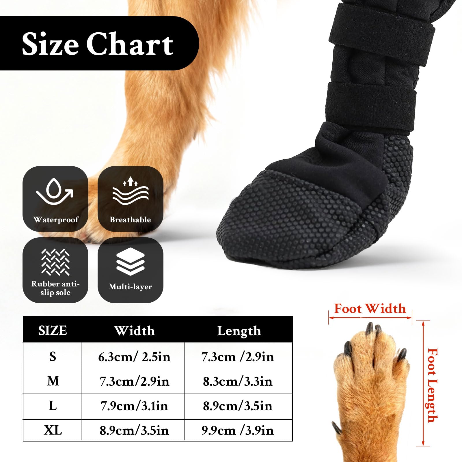 Scarpe per Cani per Zampe Ferite, Calze di Protezione e Recupero per Cani, Stivali per Cani Impermeabili, Stivali per Cani Paw Protector Calzini Antiscivolo per Cani, Rcarpette Cane Traspiranti