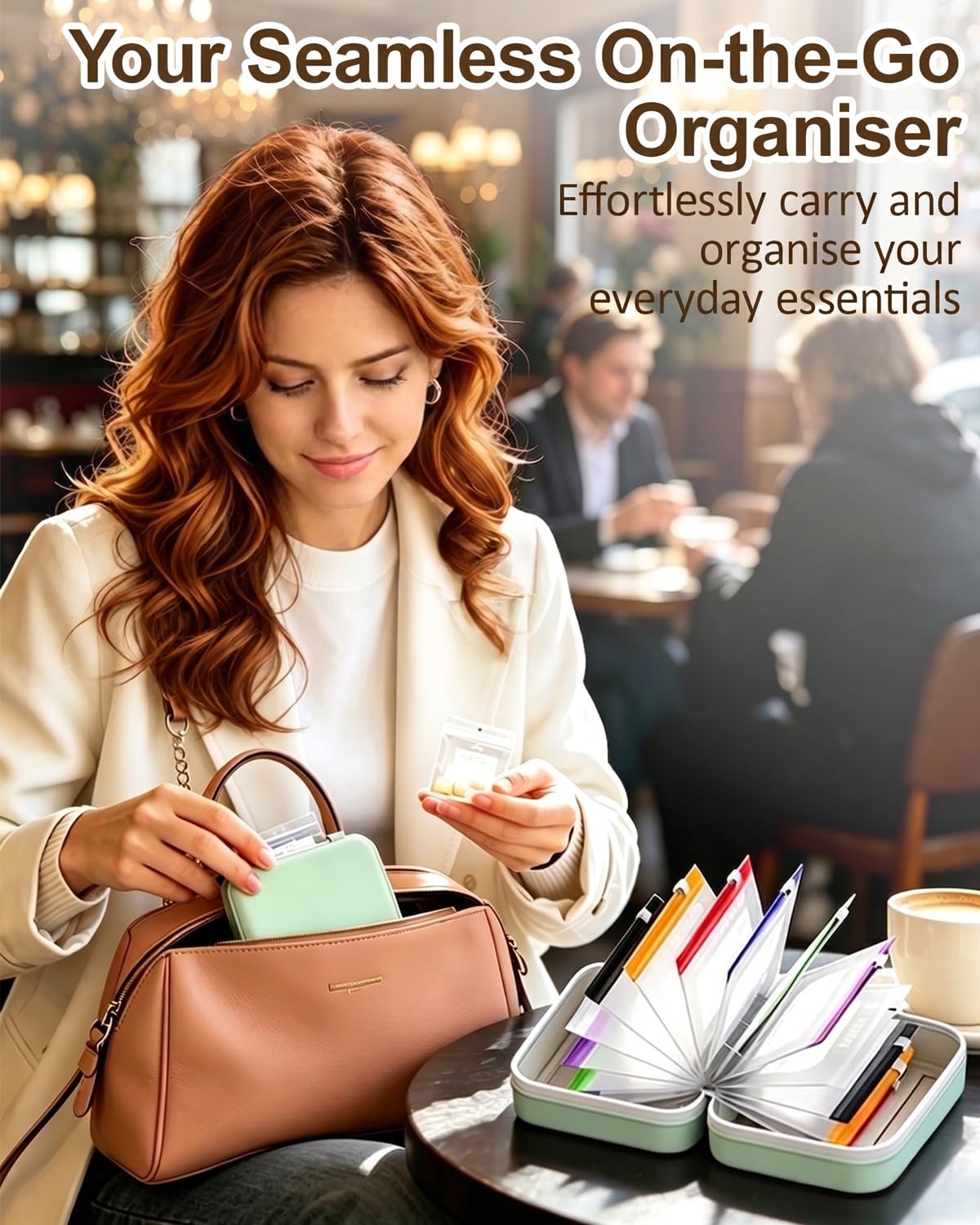 A8 Pilulier Organiseur Imperméable, 14 Pochettes à Médicaments avec Code Couleur, Trousse à Pharmacie Pratique et Réutilisable pour Usage Quotidien et Voyage (Vert)