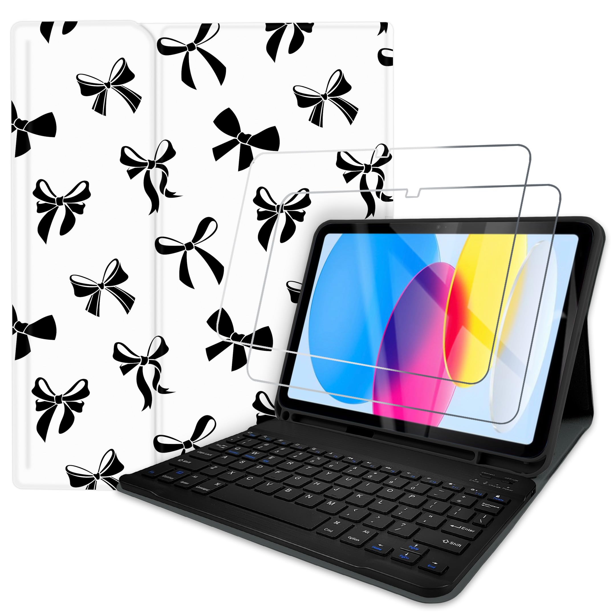 Funda con teclado Bluetooth para iPad 10.9 que evita rayones con protector de pantalla 8
