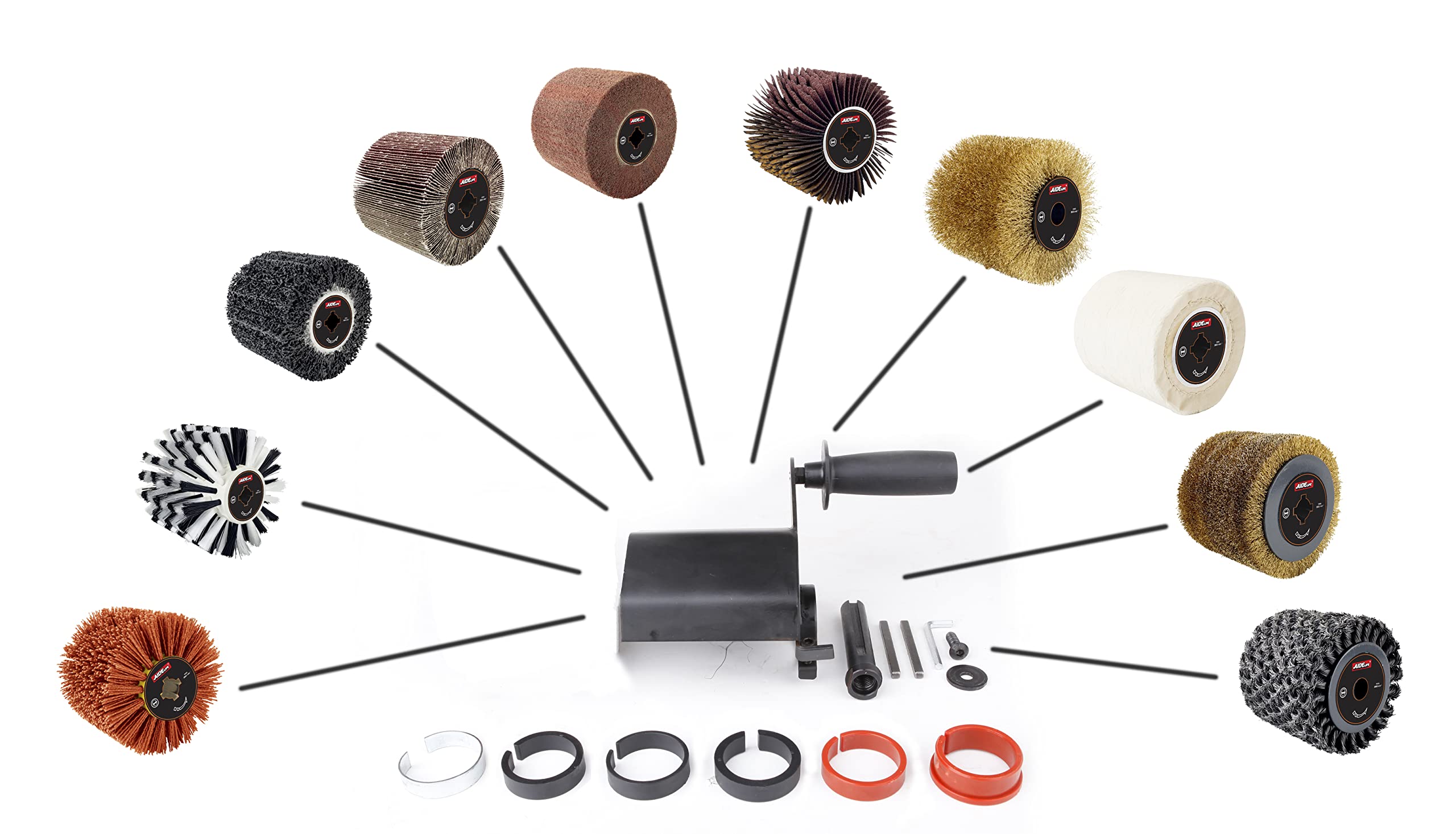 Aidelife Brosse en fibre synthétique pour la préparation de surfaces planes en métal et en bois et pour le lustrage de métaux bruts pour rénovateur extérieur à brosse Ø120x100