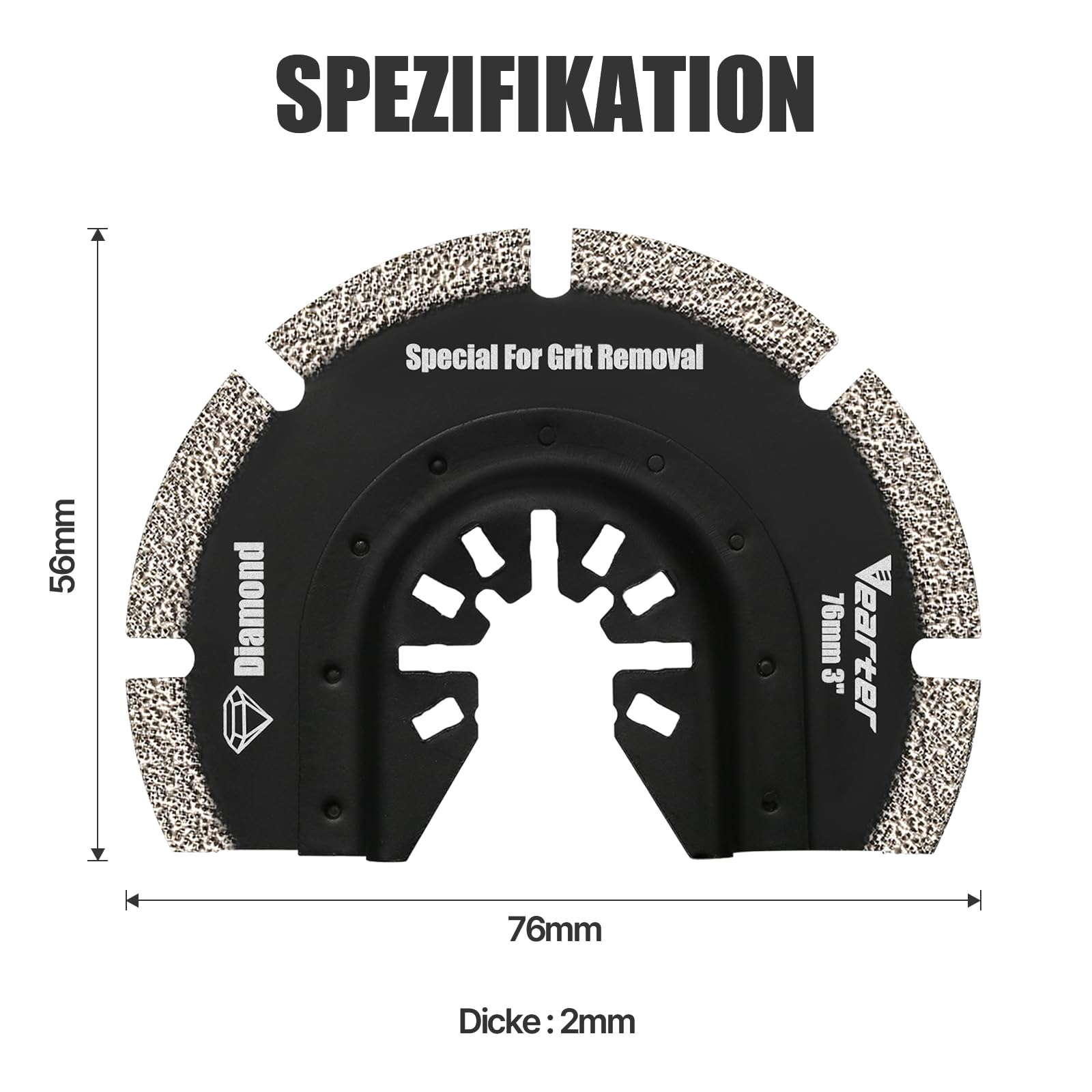 5 Stück Diamant Multifunktionswerkzeug mit Adapter, Multitool Sägeblätter Oszillationswerkzeug für Keramikfliesen, Hohlziegel, Zement, weiche Fliesen, Mauerwerk