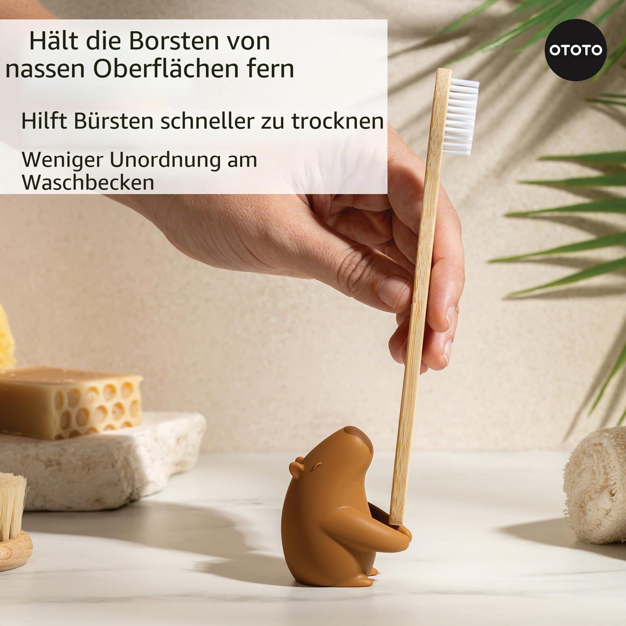 OTOTO Capybrush – Niedlicher Capybara Zahnbürstenhalter für das Badezimmer – Lustige Wasserschwein Deko & Geschenkideen für Erwachsene – Zahnbürstenständer & Schreibtisch-Organizer – Silikon