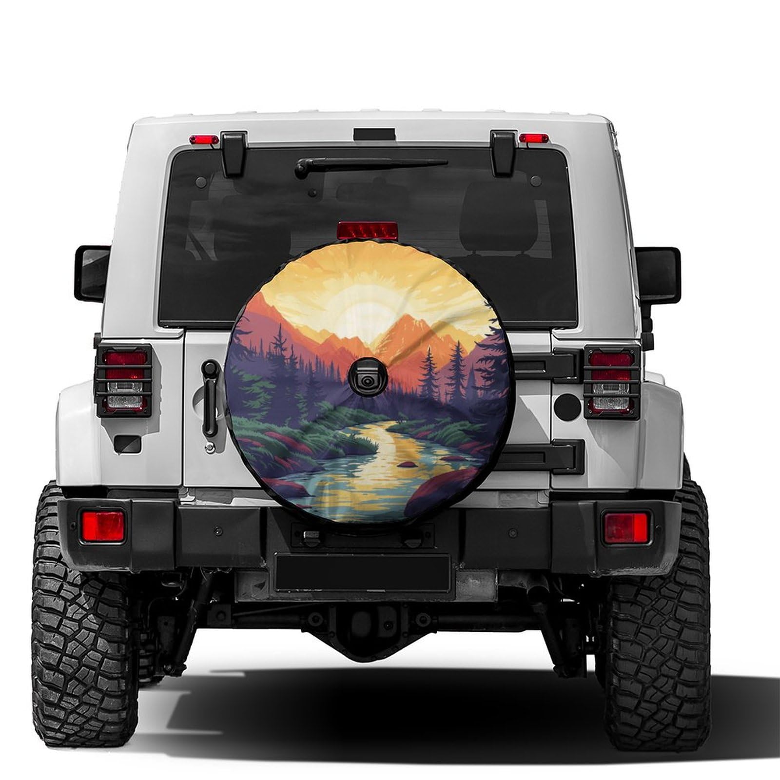 Dujiea Military Tactical Star Spare Tire Cover with Backup Camera Hole, Universal Wheel Tire Cover Tire Protectors for Jeep Trailer RV Van SUV Truck Camper and Many Vehicle 17inch — view 52