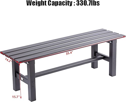 Miniatura 3 de LoJok Banco de aluminio para patio al aire libre, color negro, 35.4 x 14.2 x 15.7 pulgadas, peso ligero (9.5 libras) de alta carga (300.7 libras),