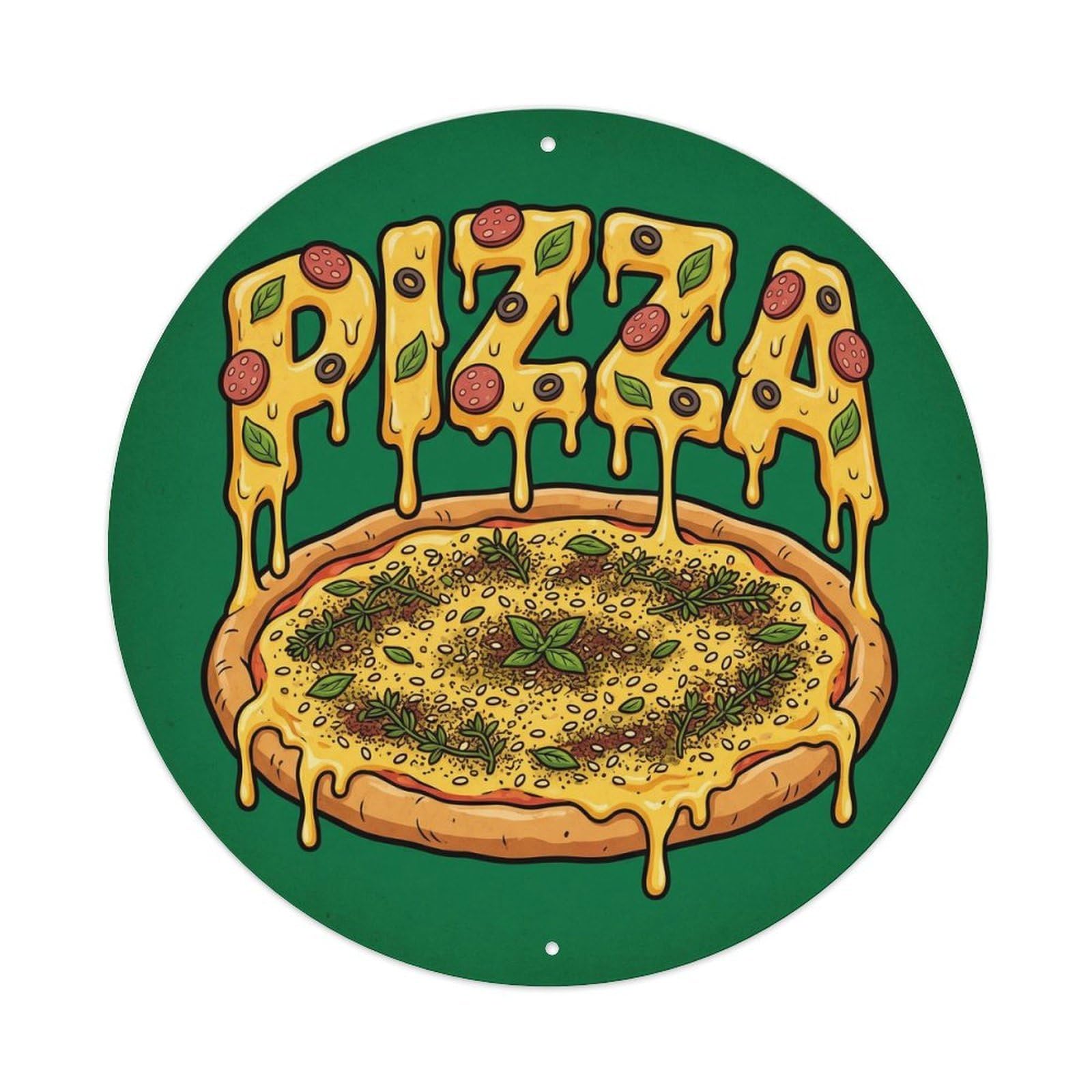 Huiyhb 8X8inch(20X20cm) Vintage Pizza Slice Za Atar Herb Metal Tin Sign