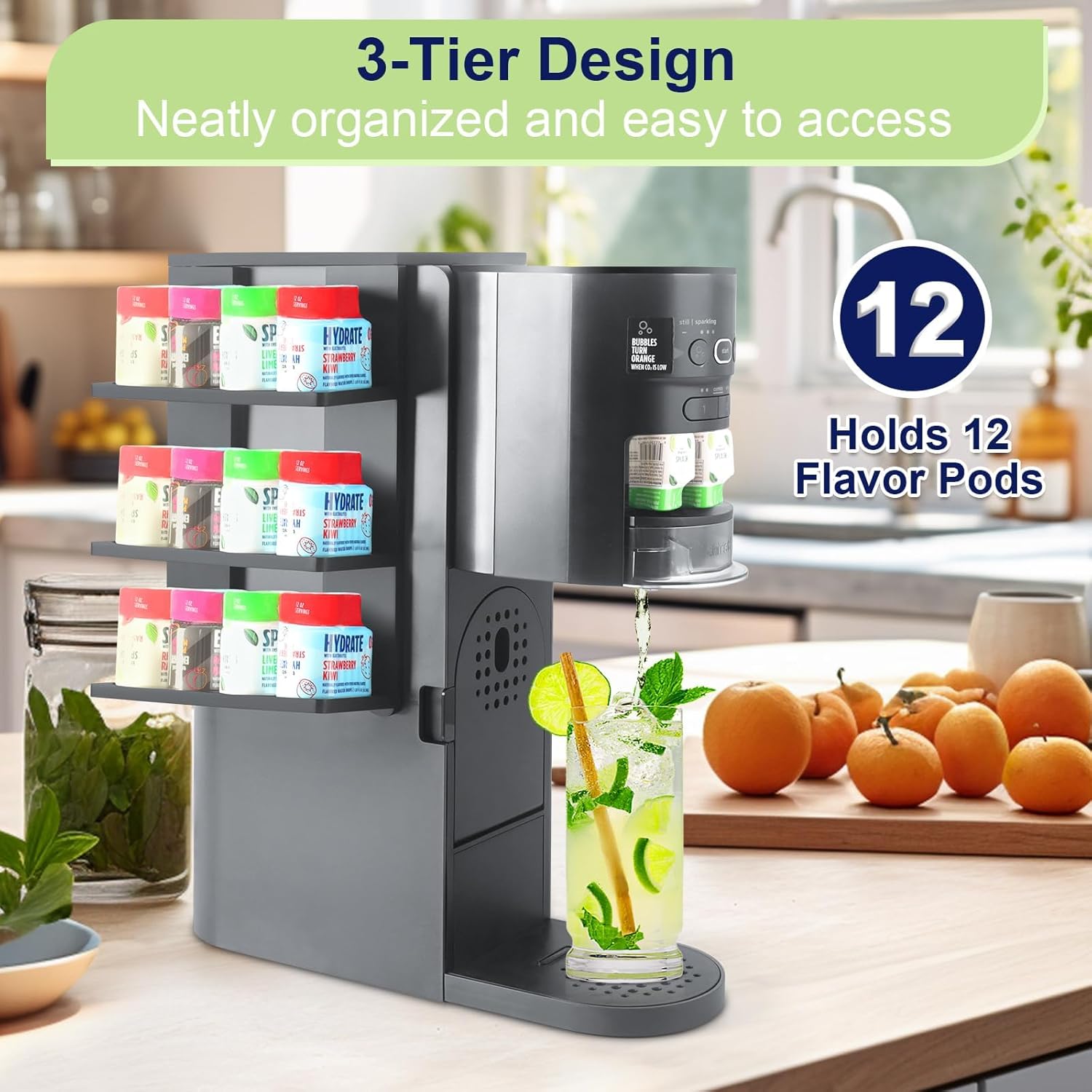 Flavor Pod Holder for Ninja Thirsti WC1001 Soda Maker, 12-Pod Capacity Wooden Organizer Rack, Countertop Storage Station & Custom Accessory for Thirsti Drink System (Holder Only) - Image 3