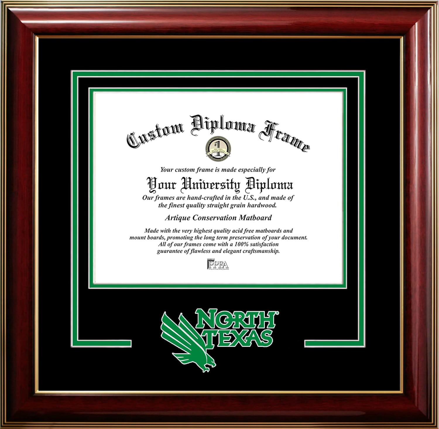 North Texas Mean Green 14w x 11h Classic Spirit Logo Diploma Frame