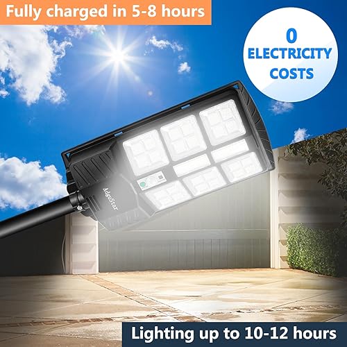 Miniatura 2 de Adgustar Luz solar de calle impermeable para exteriores, 600 W, 30000 lúmenes, para estacionamientos comerciales, sensor de movimiento del atardecer