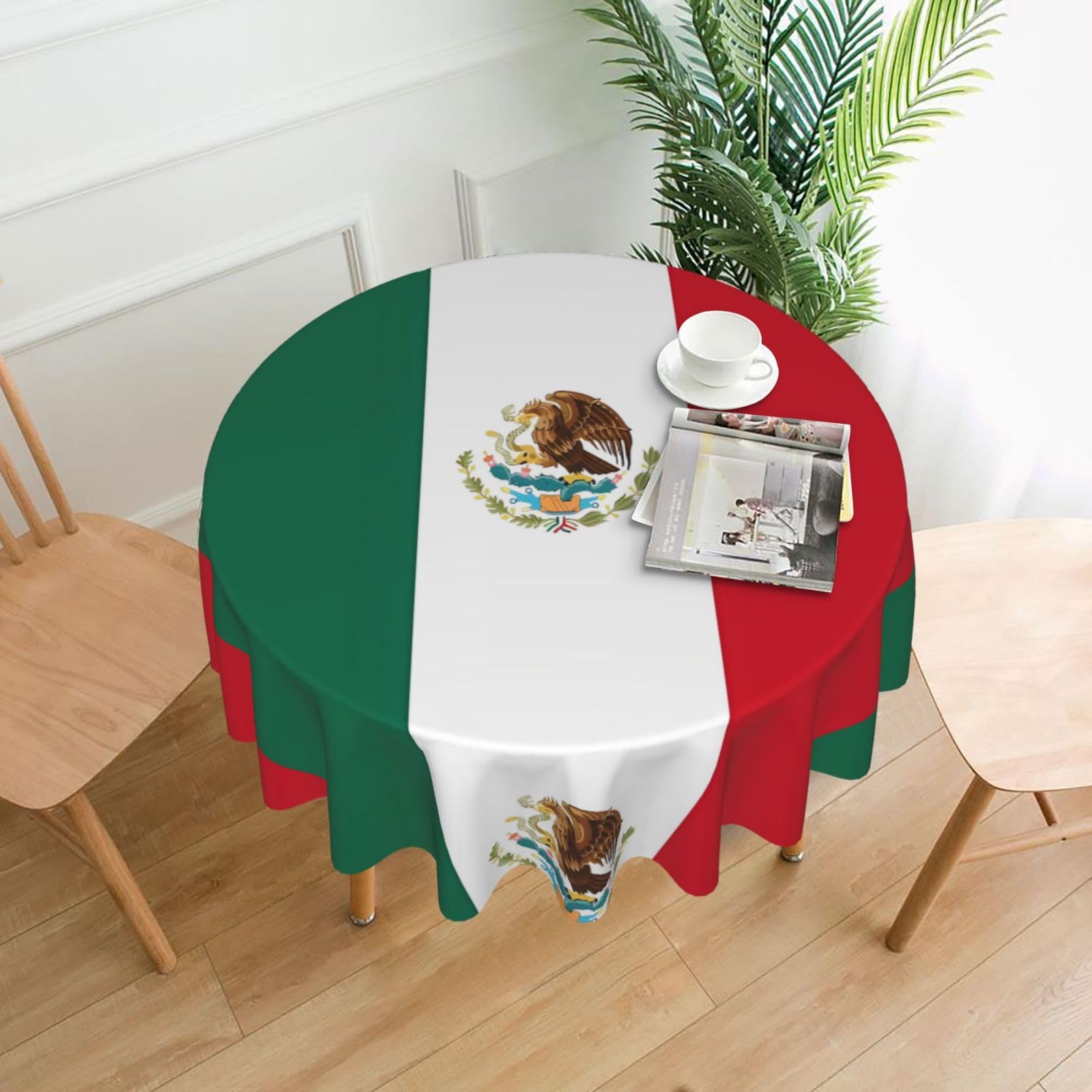 HJFCZH Flag of Mexico Prints Round Decorative Tablecloth 60in - High-Grade Polyester Throw for Dinners, Weddings & Everyday Use