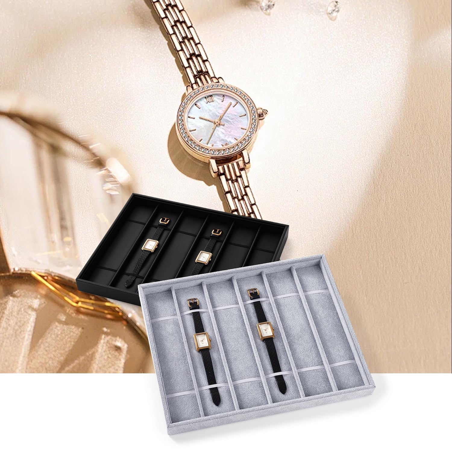 Plateau De Montre Vitrine De Boîte De Montre Boîte De Porte-Bijoux De