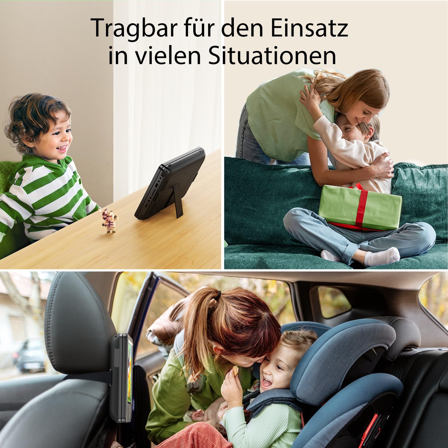 Yoton 10,5-Zoll DVD Players Auto 2, Tragbarer DVD-Player fürs Kinder, unterstützt USB-/SD-Kartenwiedergabe, mit Kopfstützenhalterung, 5 Stunden Akkulaufzeit