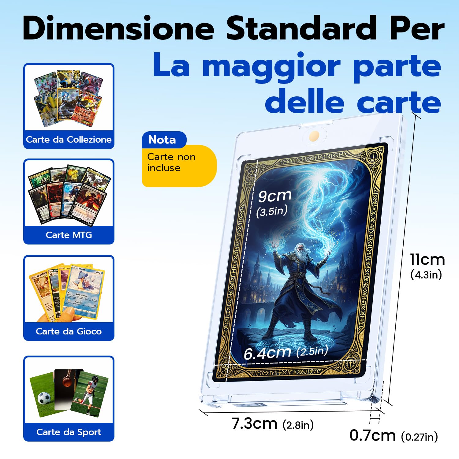 Aggiornato 20 Pezzi 35PT Magnetic Trading Card Holder,Bustine Protettive UV Protezione Custodie Porta Carta Trasparente Magnetiche Carta Cornici Carte Collezionabili per Magic, MTG, Baseball