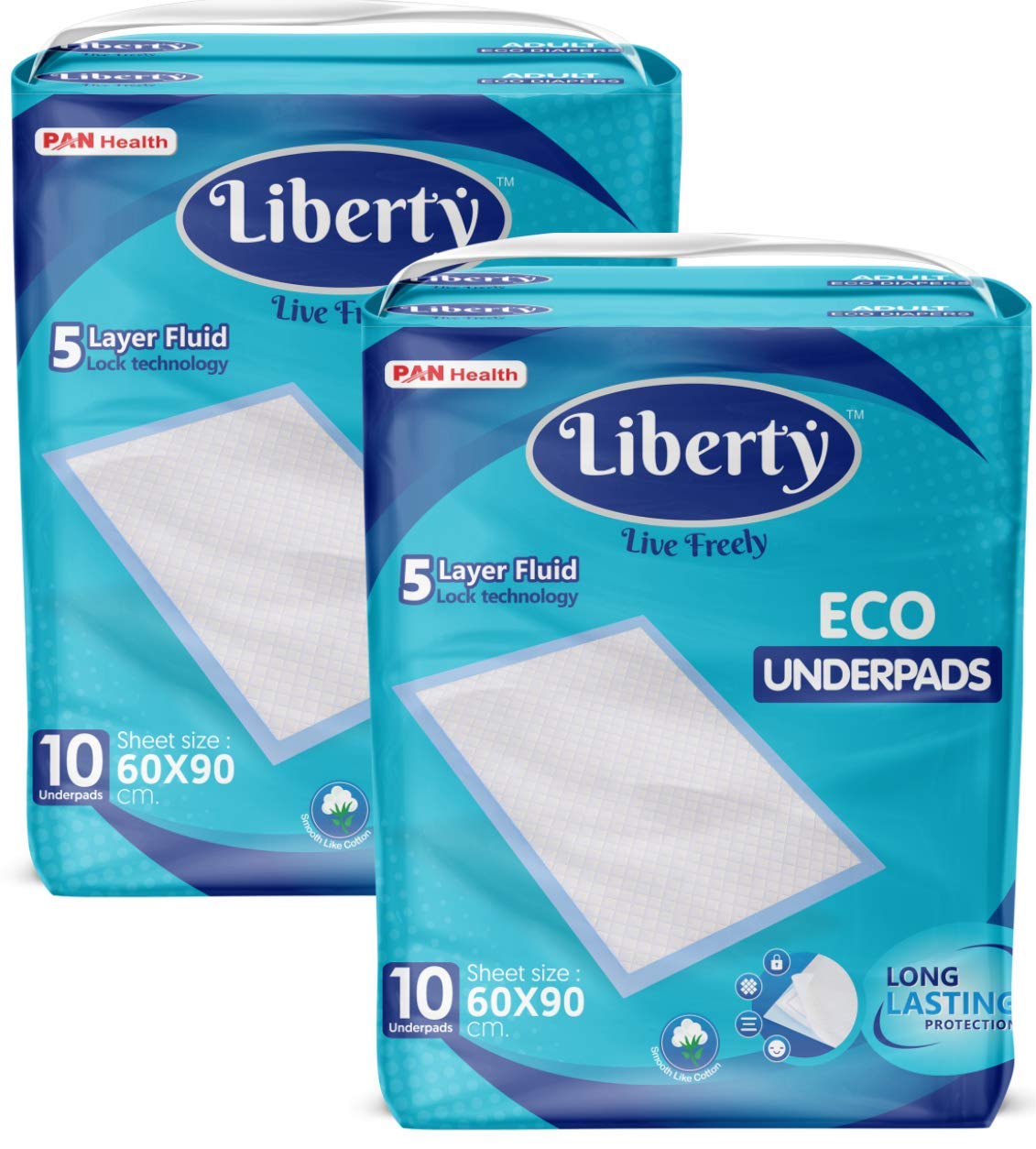 Liberty Eco Underpads, Large (L) 20 Count, Size 60 * 90 cm, Unisex, Anti Bacterial Super Absorbency Layer, Pack of 2, 10 Count/Pack-image-28