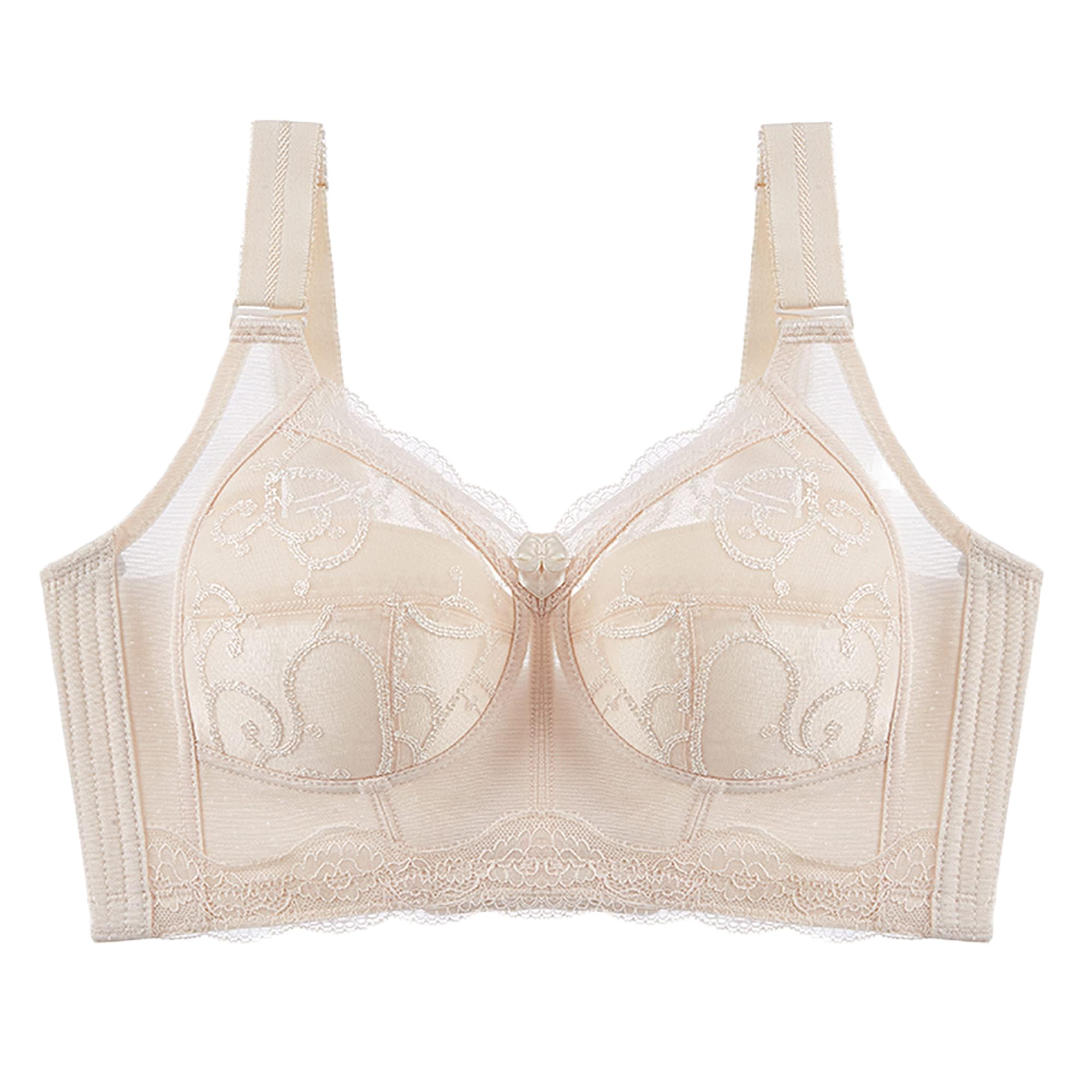 Soutien-gorge push-up grande taille en dentelle florale chair 75C